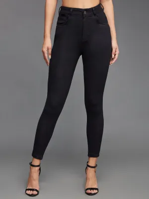 24/7 Comfort Black Skinny Fit High Rise Cropped Length Stretchable Denim Jeans