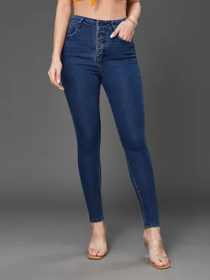 24/7 comfort Women's Blue Skinny Fit High Rise Stretchable Denim Jeans