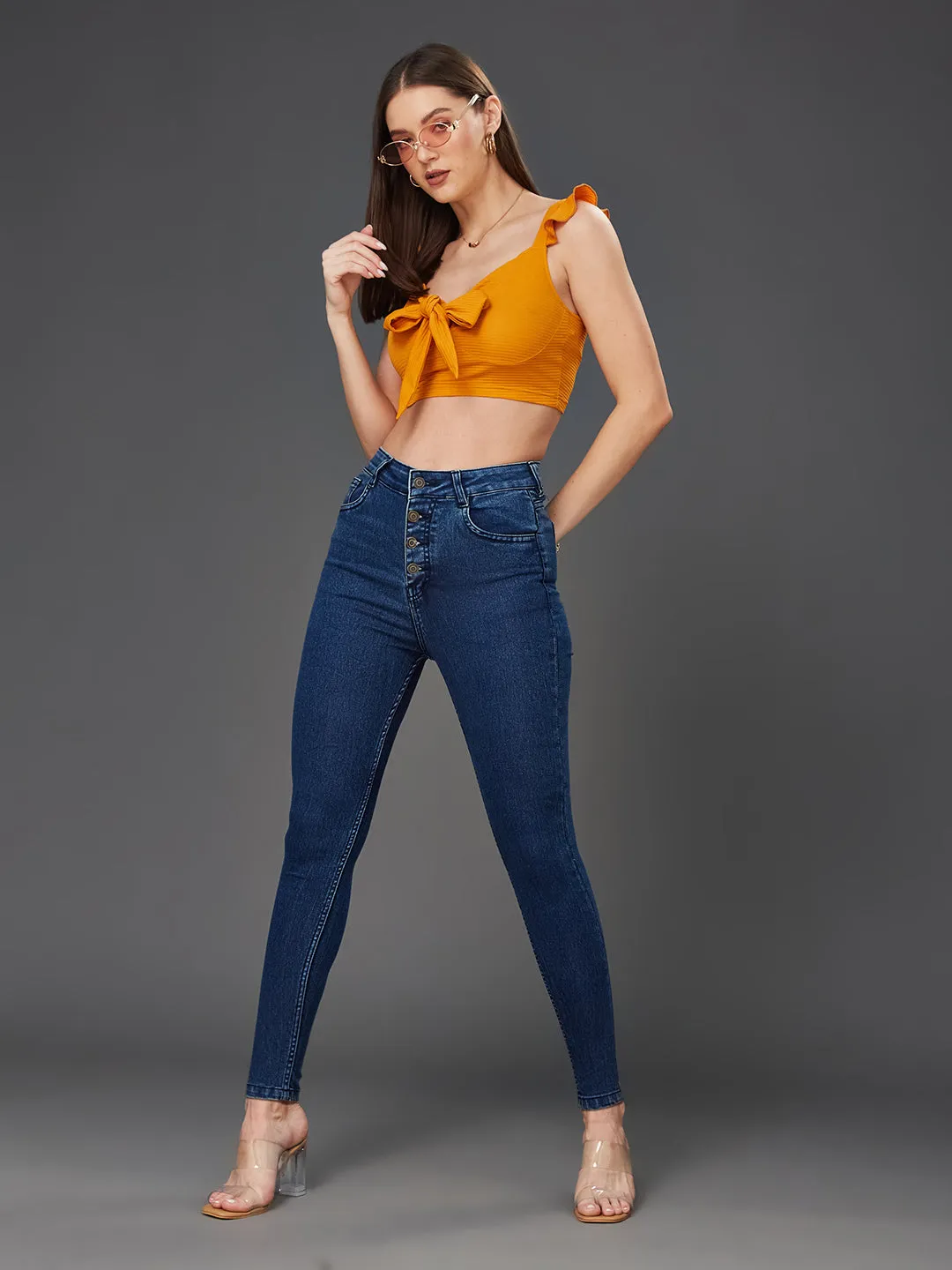 24/7 comfort Women's Blue Skinny Fit High Rise Stretchable Denim Jeans