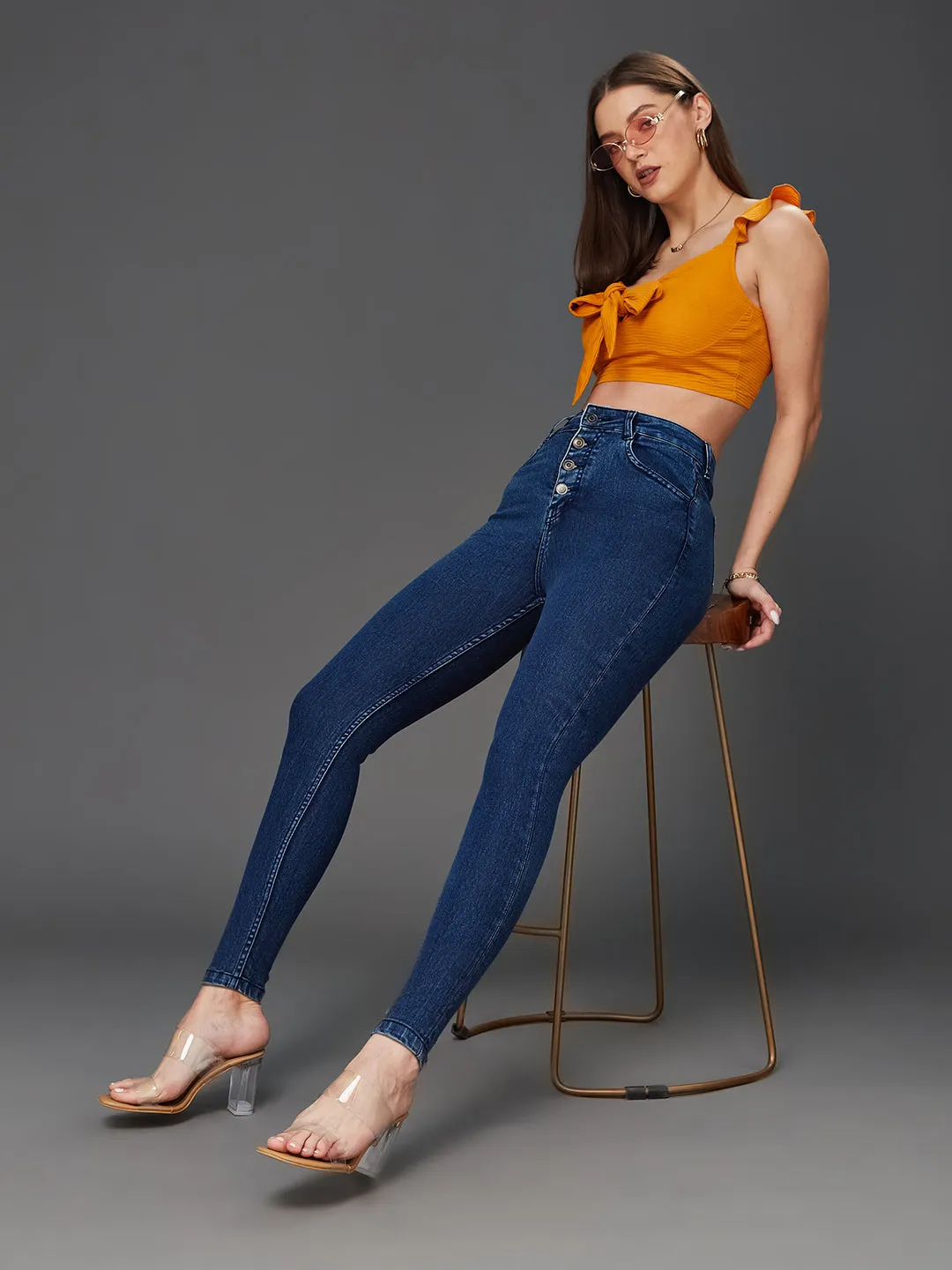 24/7 comfort Women's Blue Skinny Fit High Rise Stretchable Denim Jeans