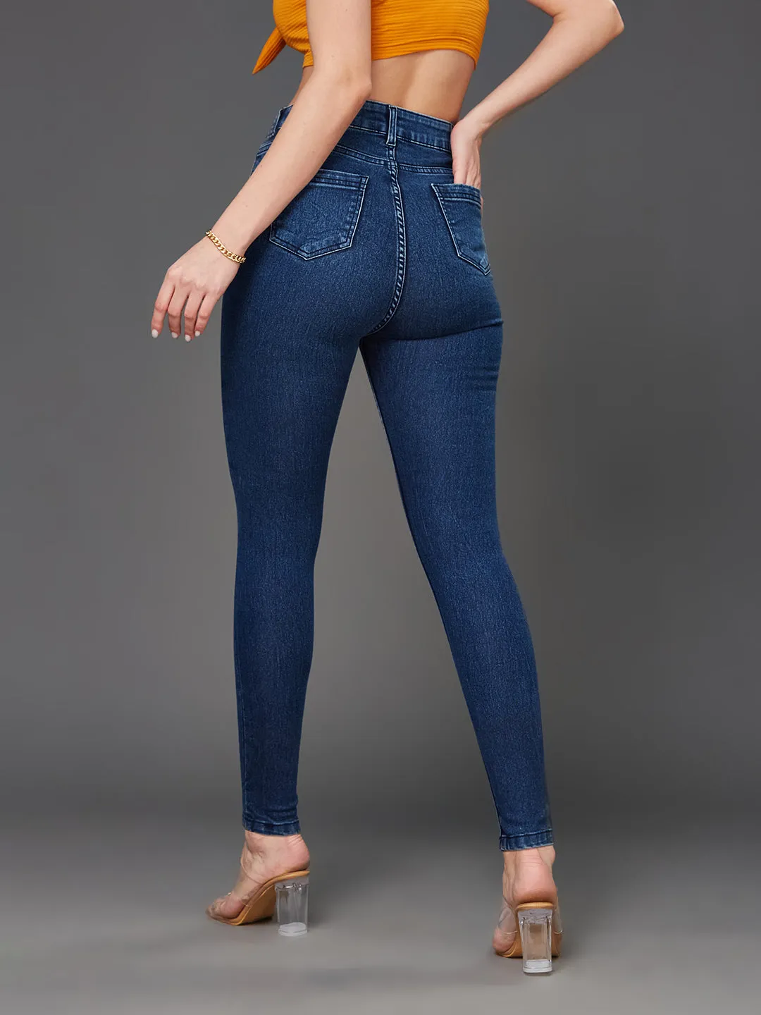24/7 comfort Women's Blue Skinny Fit High Rise Stretchable Denim Jeans