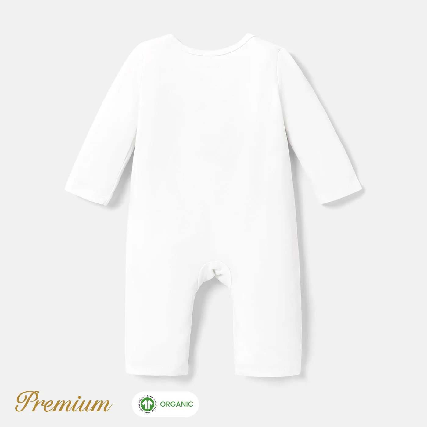 2pcs Long Sleeve Organic Cotton Baby Girl Jumpsuit Set with Big Floral Pattern