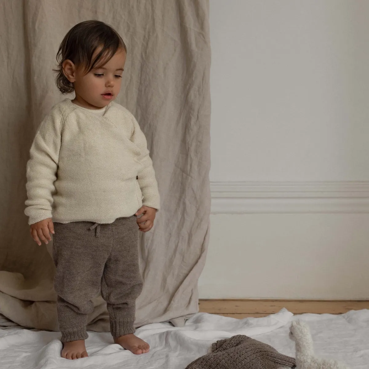 Alpaca Knitted Koala Wrap Cardigan - Cream - 3-18m
