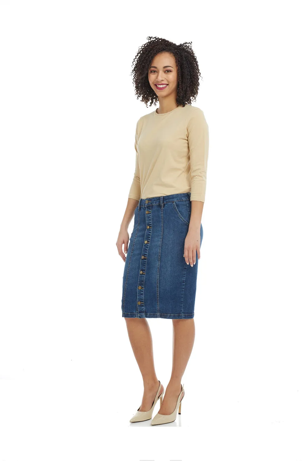 Below Knee Length Jean Pencil Skirt 'Montreal' EX802144