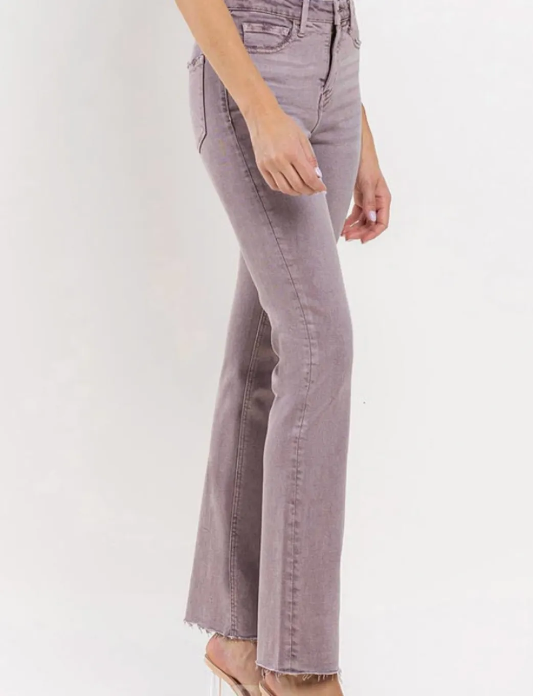 Burnt Rose Vervet Mid-Rise Cropped Bootcut Jeans