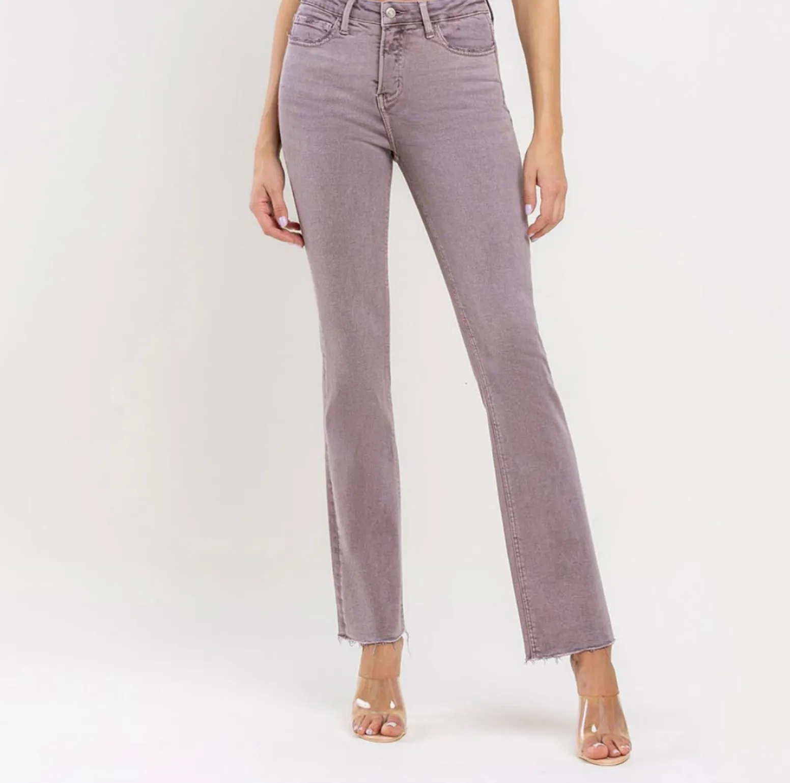 Burnt Rose Vervet Mid-Rise Cropped Bootcut Jeans