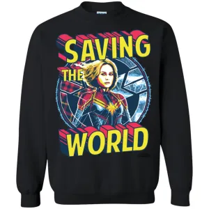 Captain Marvel Saving The World Portrait Crewneck Pullover Sweatshirt