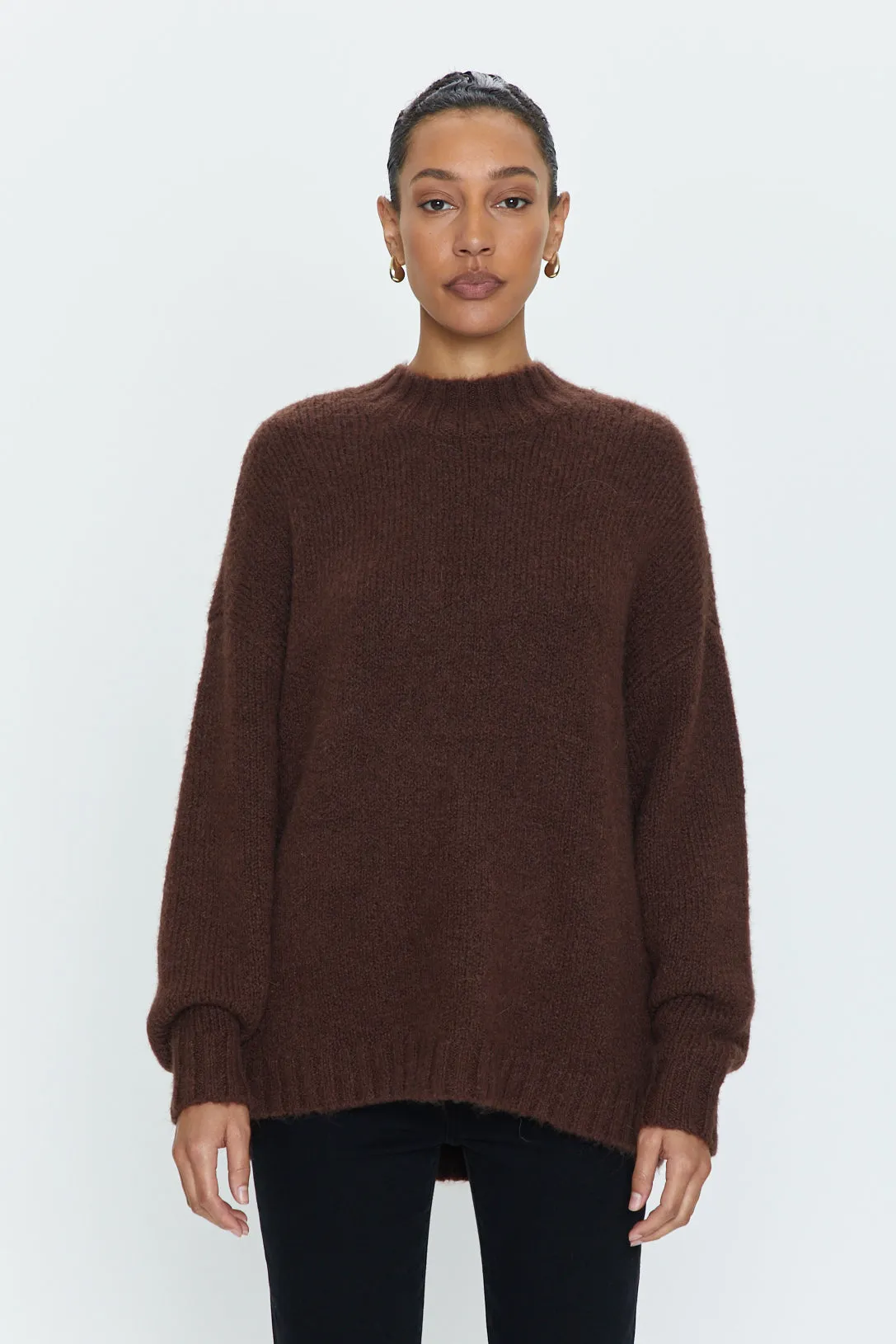 Carlen Mock Neck Sweater - Cocoa