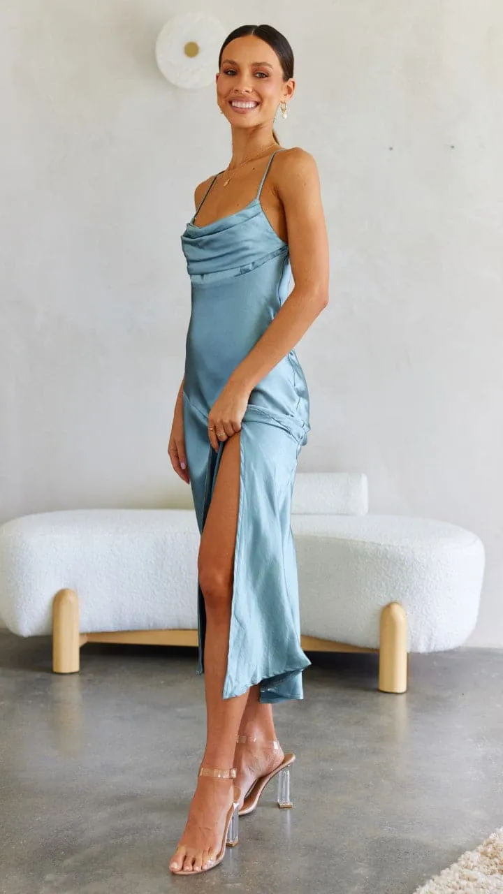 Celina Midi Dress - Steel Blue