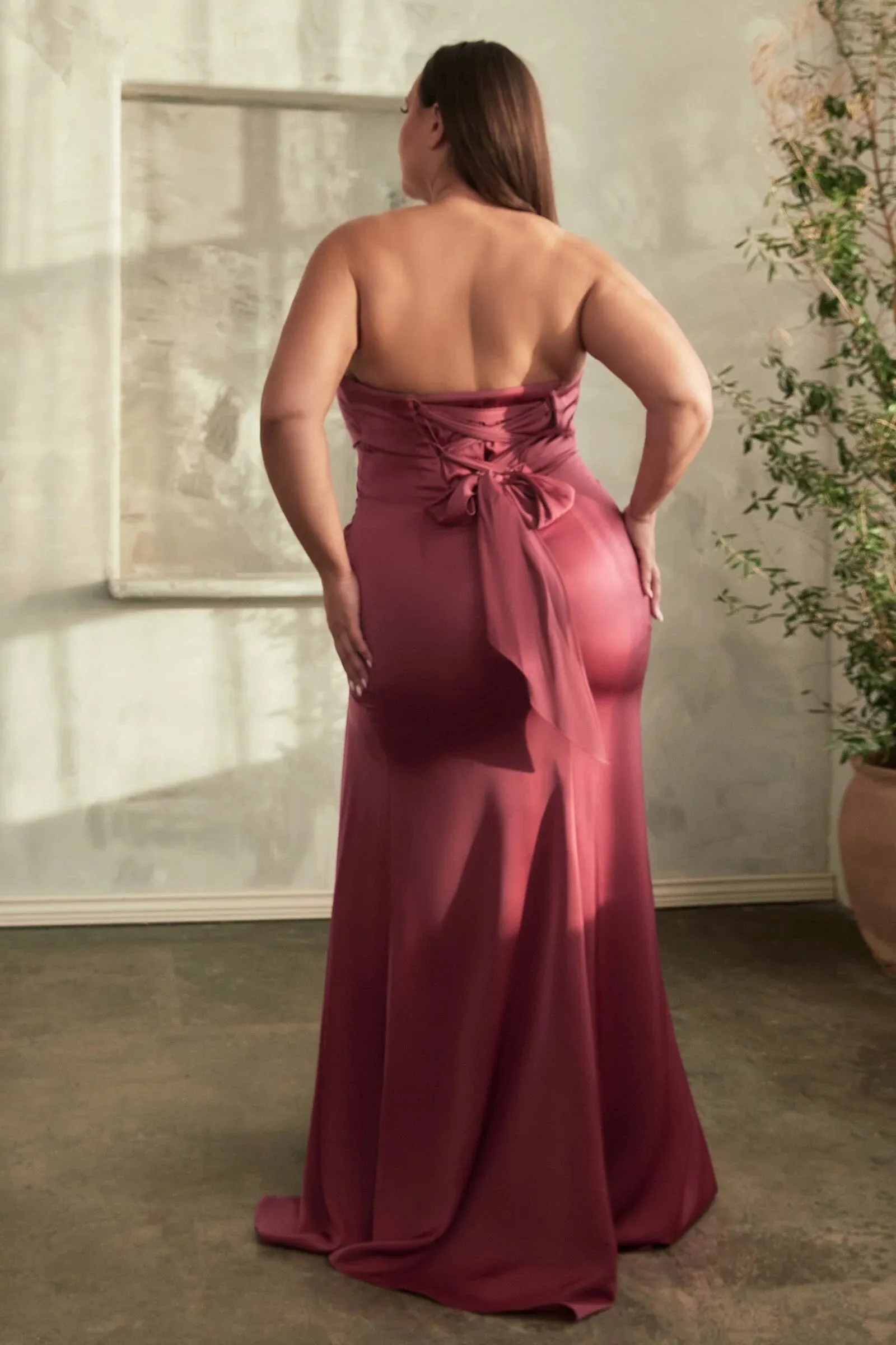 CINDERELLA DIVINE CD326C Soft Satin Strapless Dress
