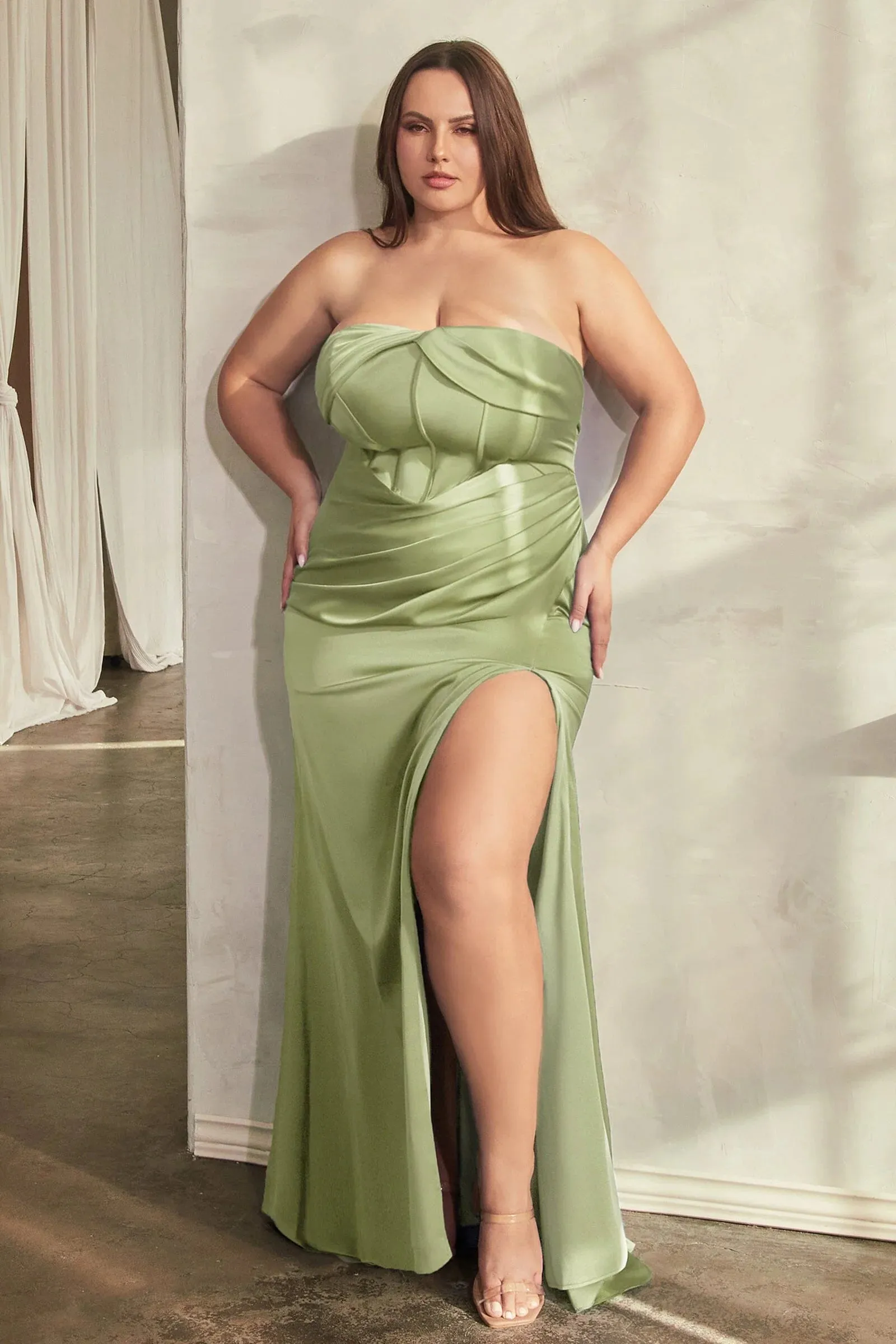 CINDERELLA DIVINE CD326C Soft Satin Strapless Dress