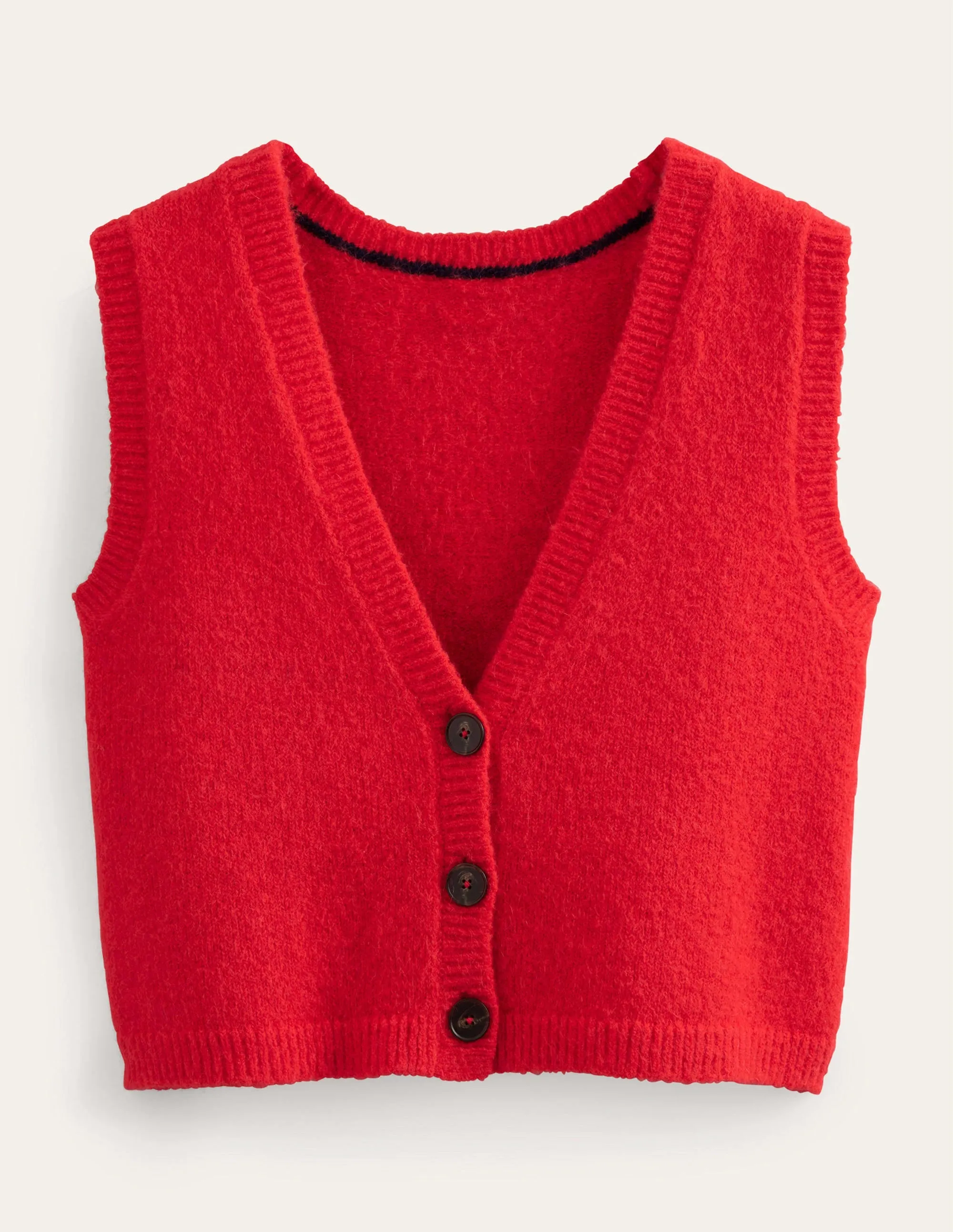 Cropped Fluffy Cardigan Tank-High Risk Red