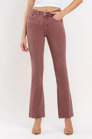 Curvy Wine Vervet Mid-Rise Cropped Bootcut Jeans in Wine