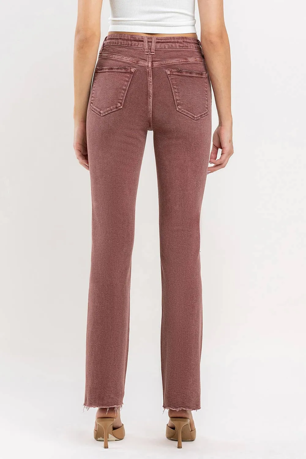 Curvy Wine Vervet Mid-Rise Cropped Bootcut Jeans in Wine