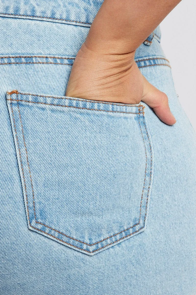 Denim Baggy Jeans High Rise Ripped