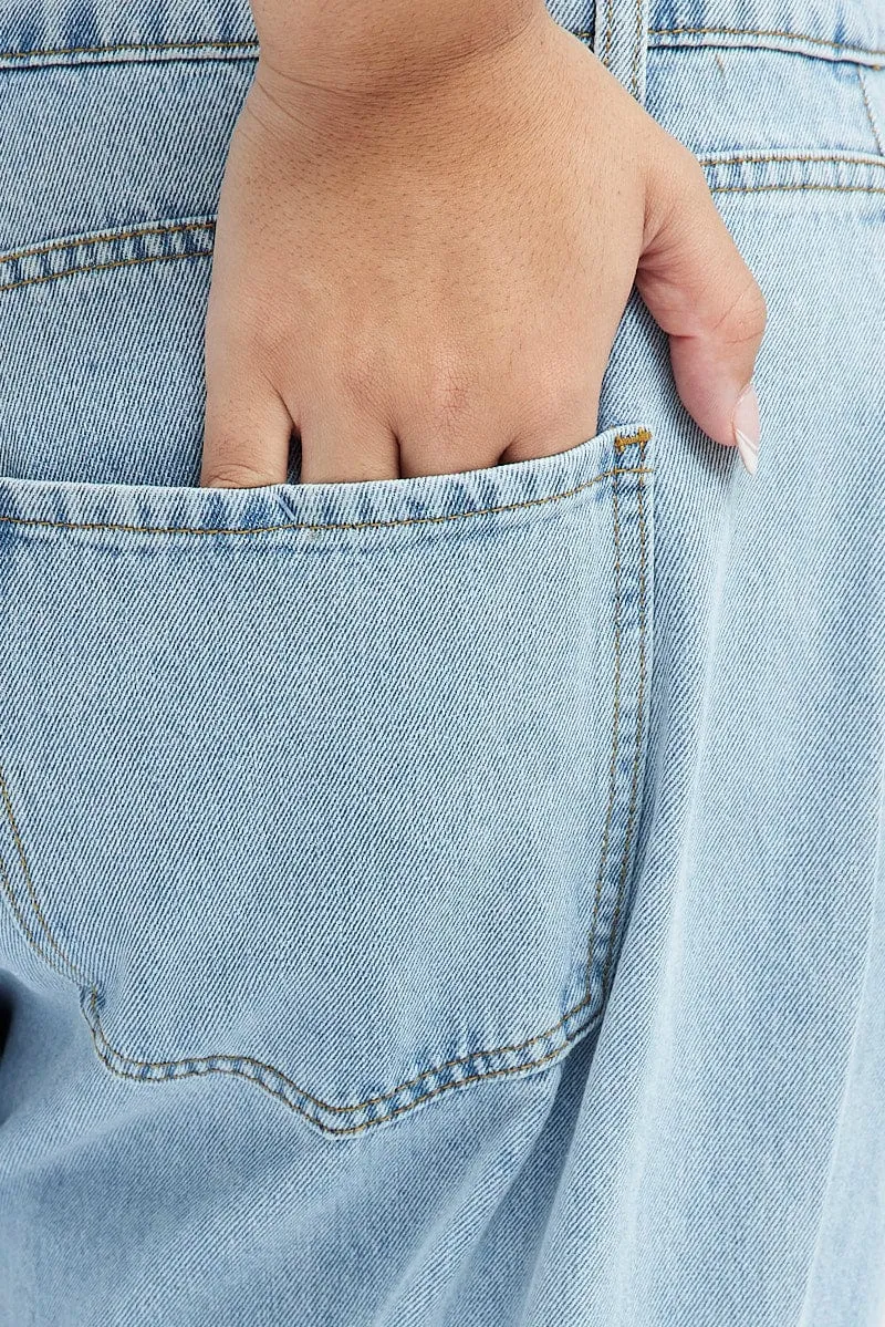 Denim Cargo Jeans High Rise
