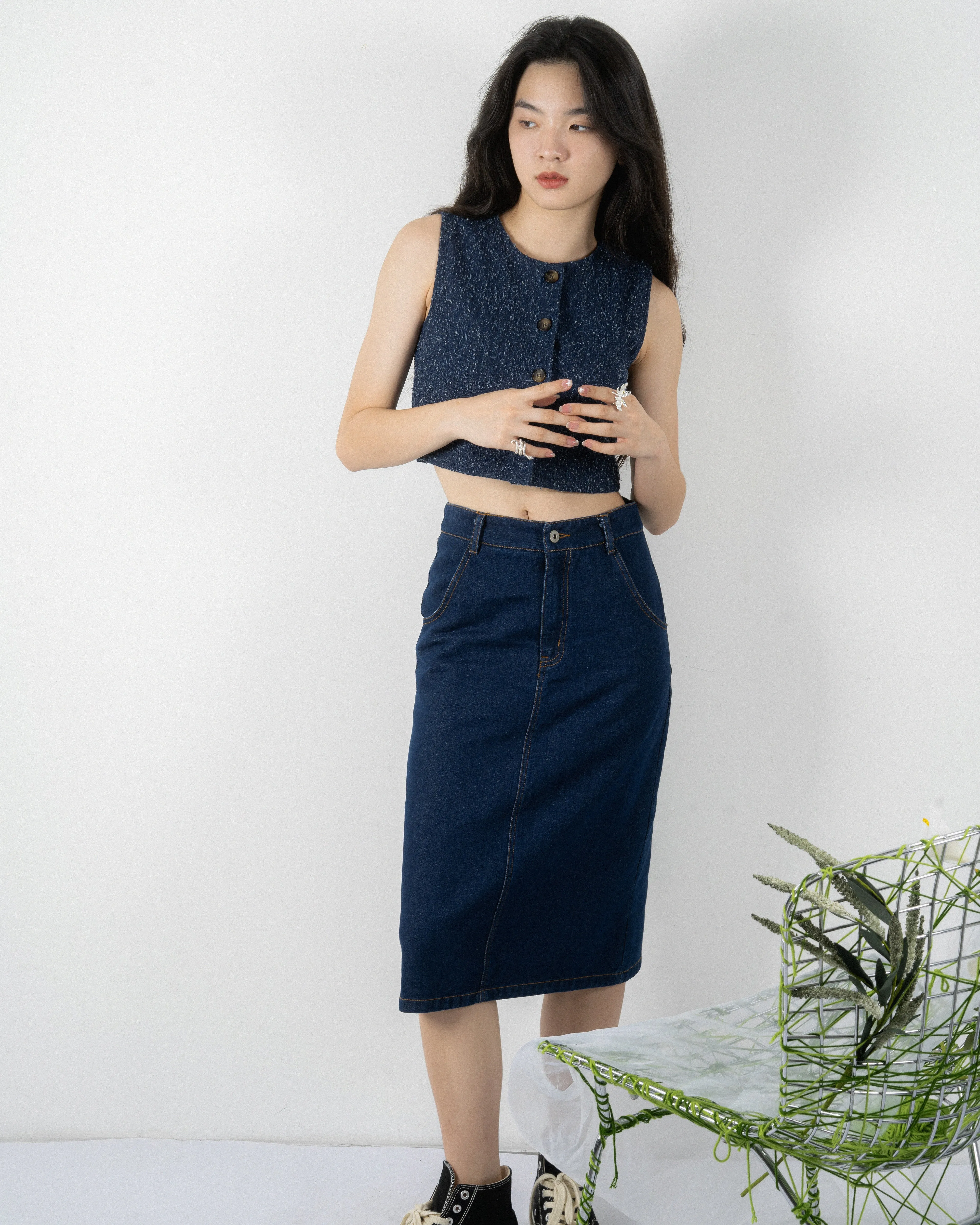Denim Pencil Skirt (Denim)