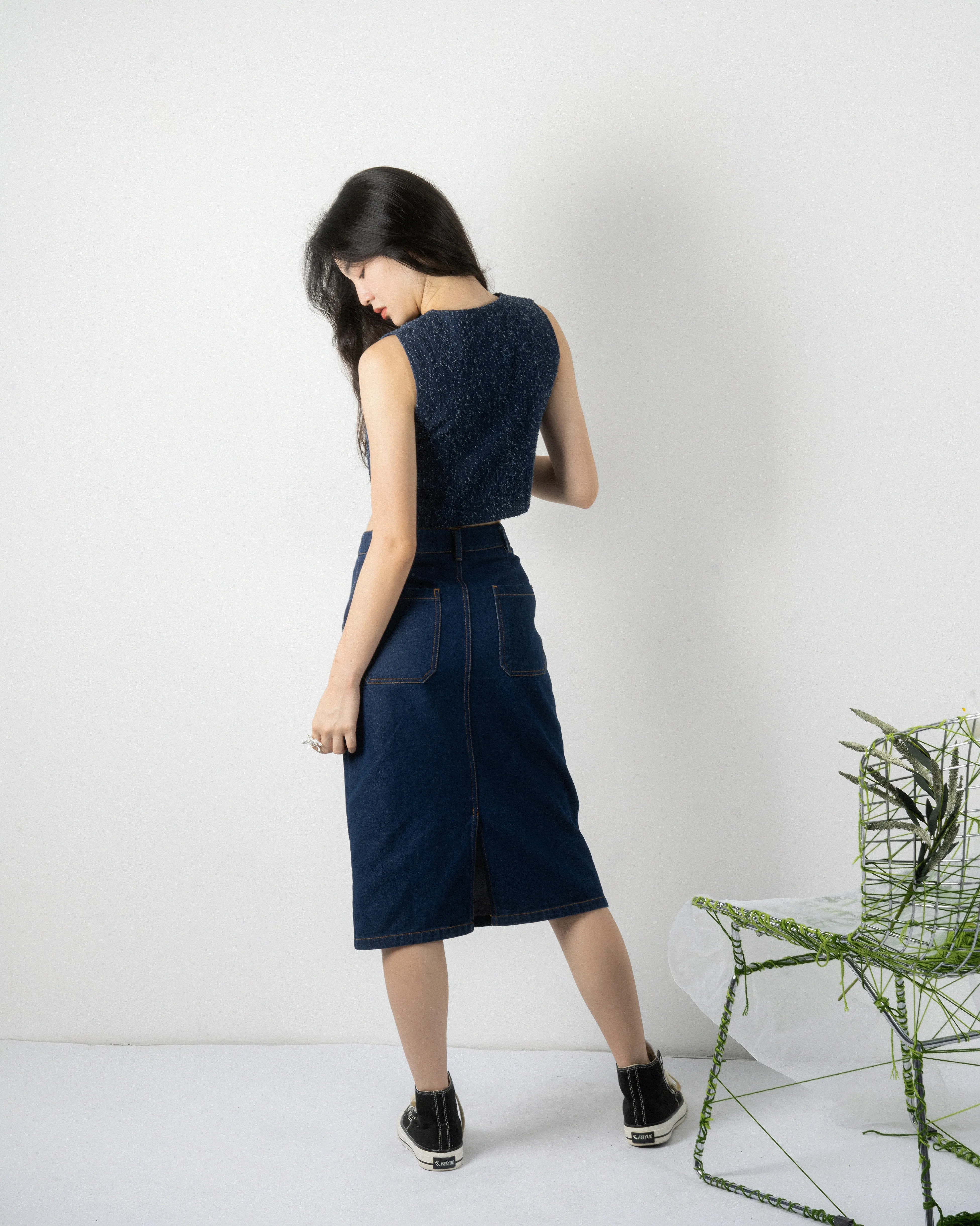 Denim Pencil Skirt (Denim)