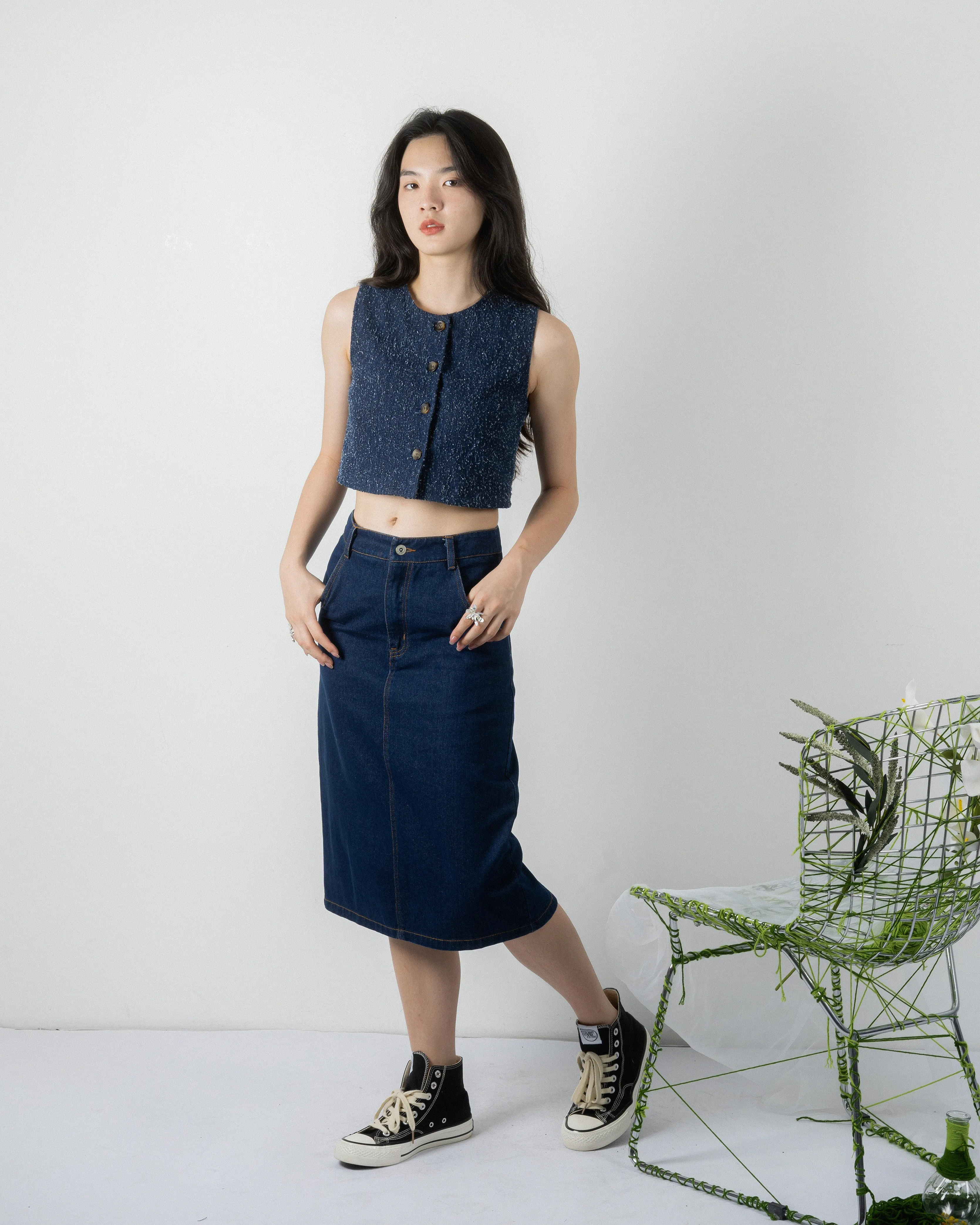 Denim Pencil Skirt (Denim)