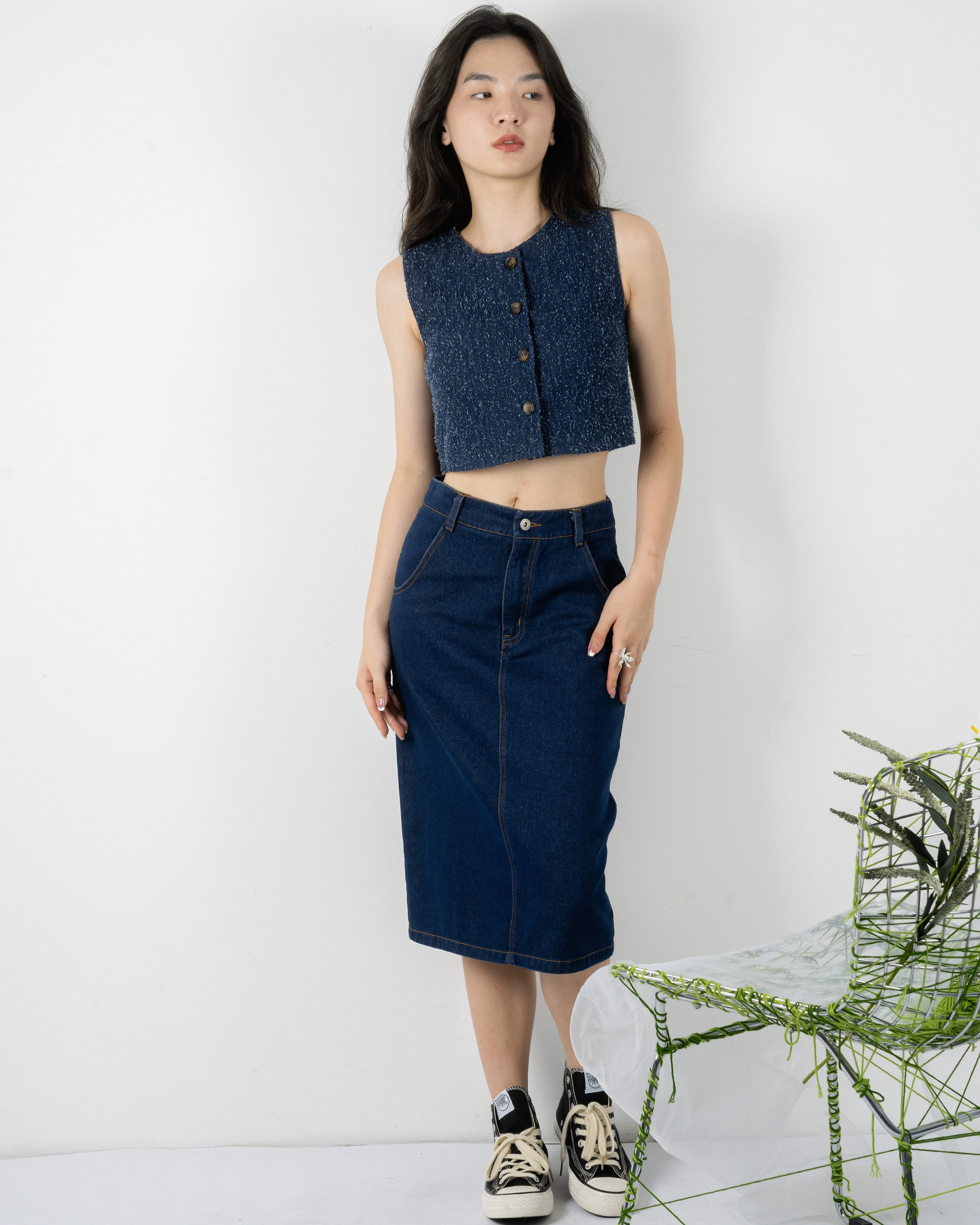 Denim Pencil Skirt (Denim)