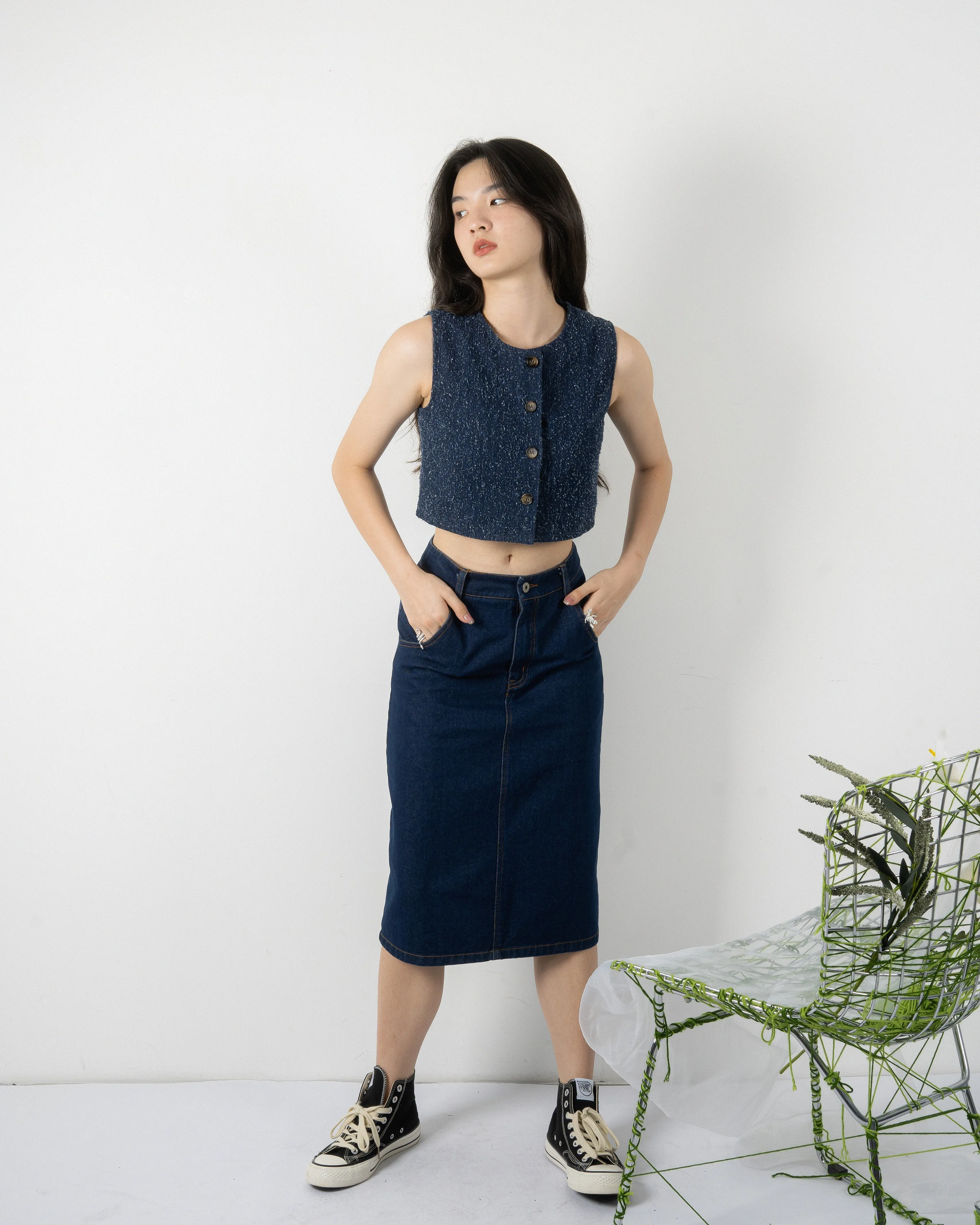 Denim Pencil Skirt (Denim)