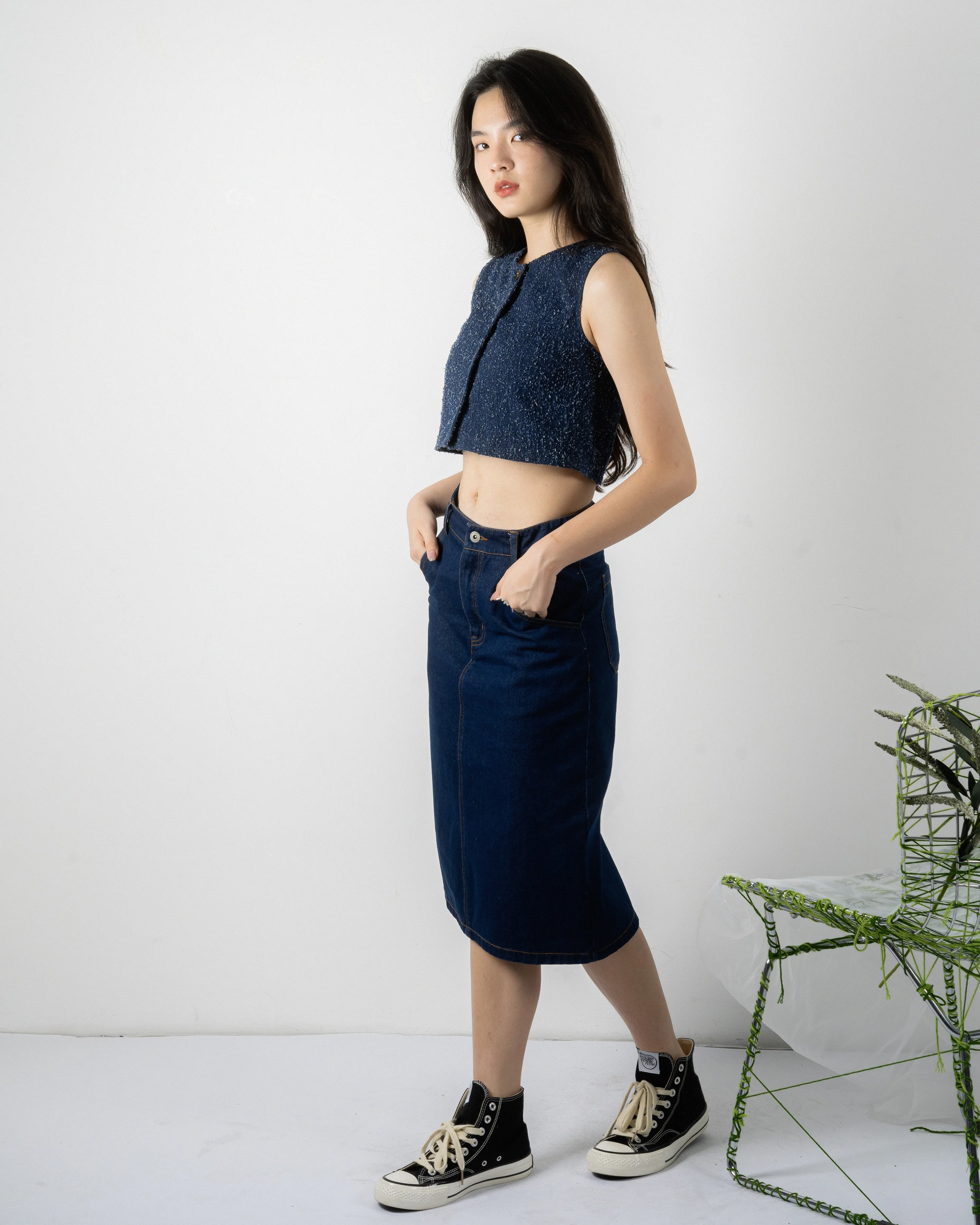 Denim Pencil Skirt (Denim)