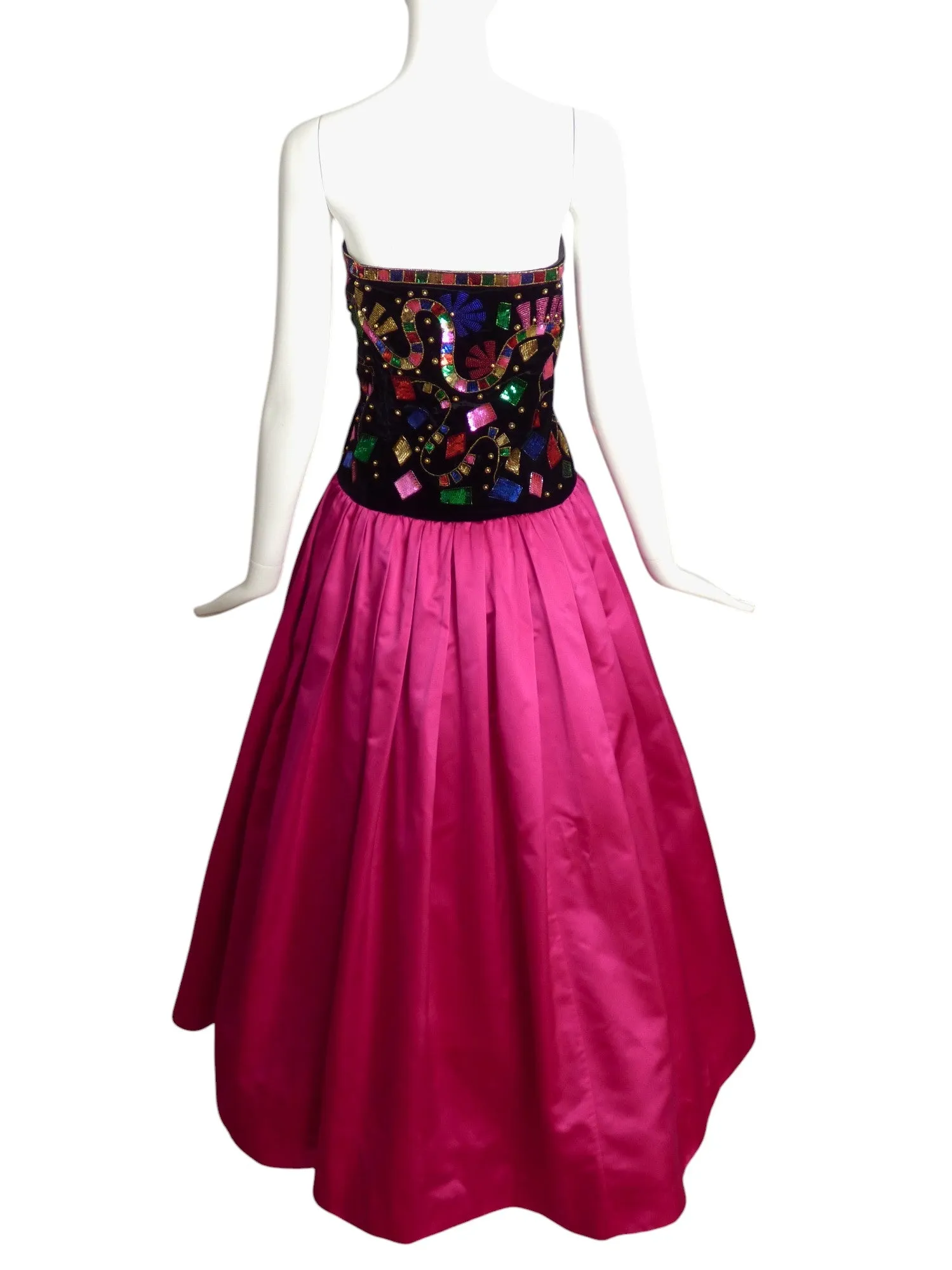 ESCADA- 1992 Sequin Velvet & Satin Ballgown, Size 10