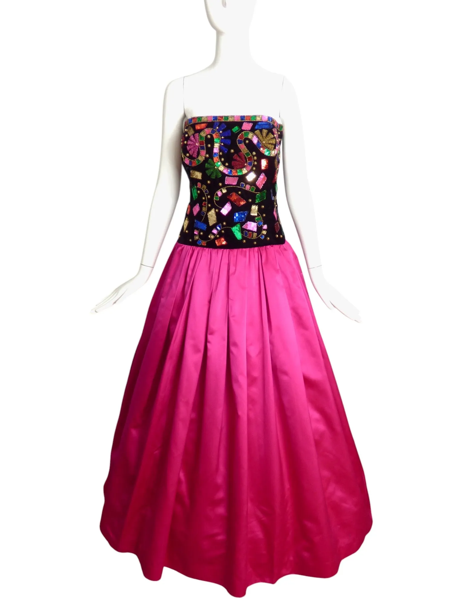 ESCADA- 1992 Sequin Velvet & Satin Ballgown, Size 10