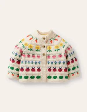 Fair Isle Cardigan-Ecru Marl
