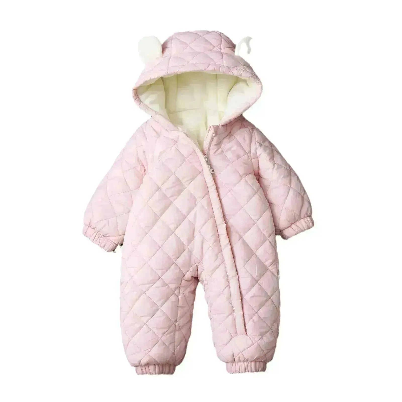 Hooded Fleece-lined Thick Baby Winter Romper Puffer Overall Jumpsuit