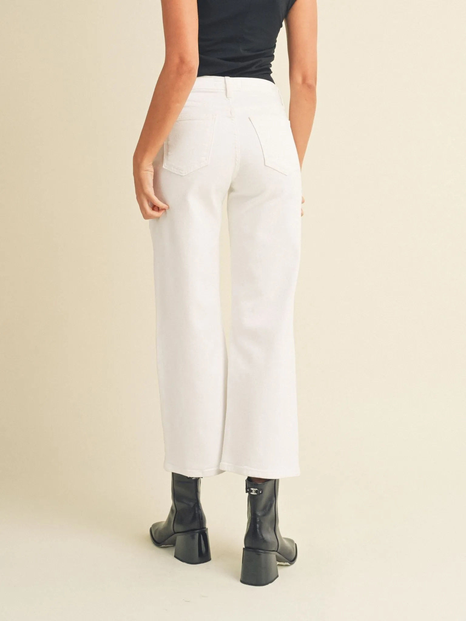 Just Black High Rise Optic White Wide Leg