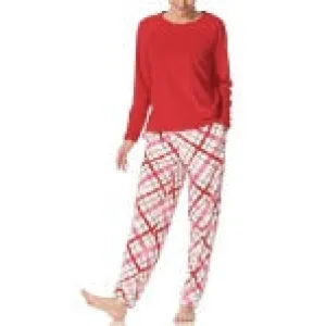 Latte Love/HUE 2-Piece Super Soft Plaid Fleece PJ Set - PJ211513-Cupid