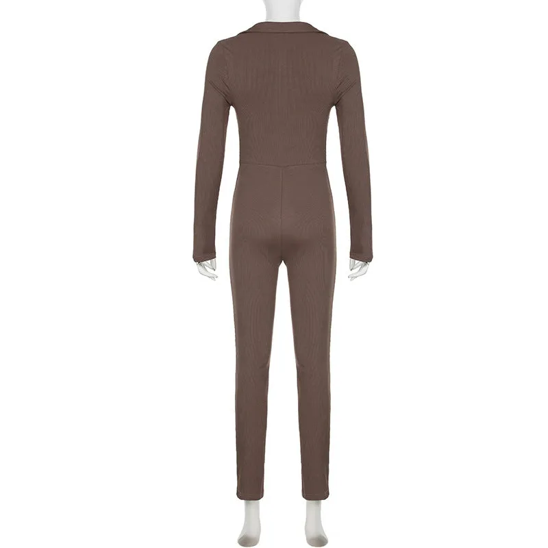 Long Sleeve Ruched Front Jumpsuit