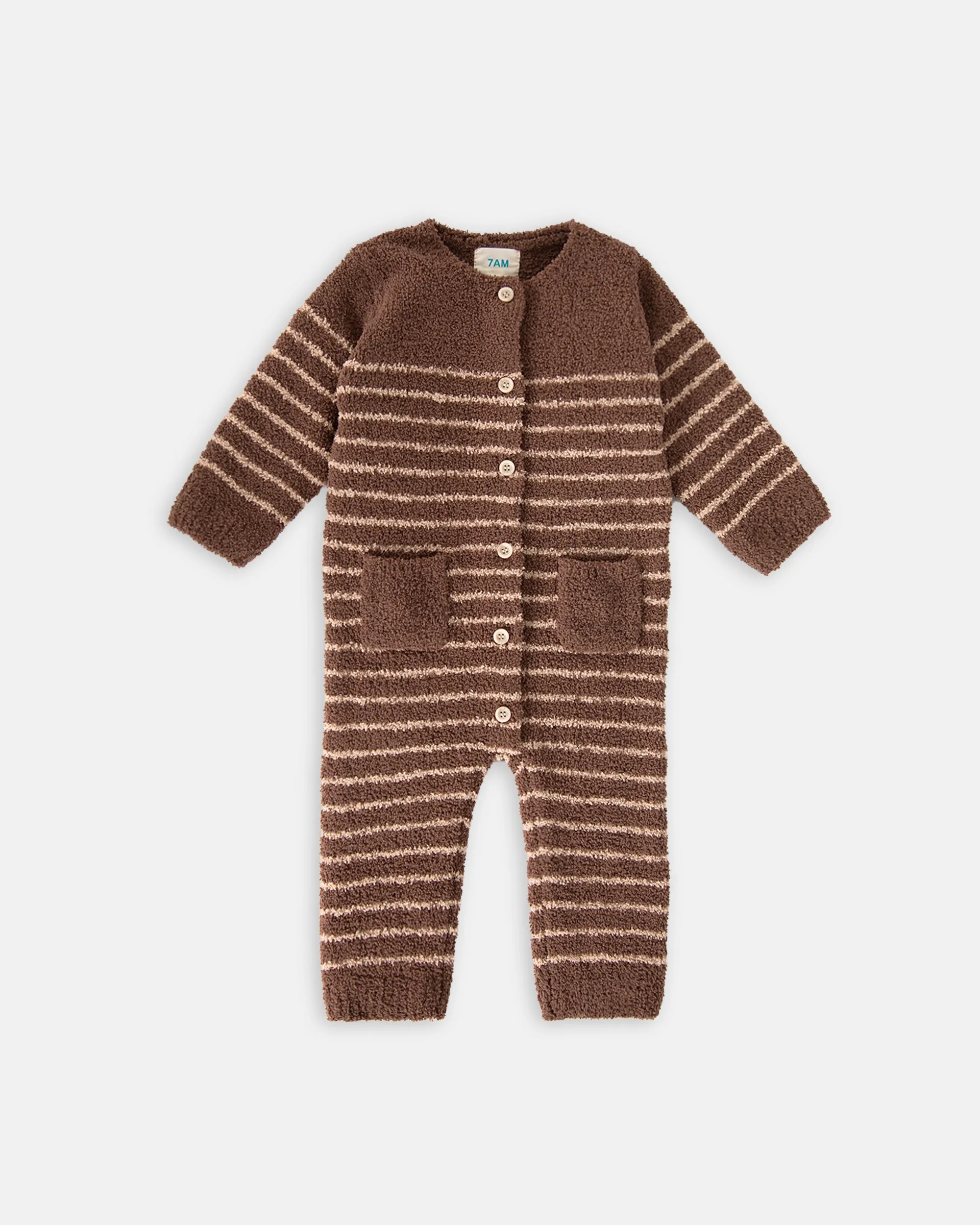 Long Sleeve Striped Jumpsuit - Fuzzy