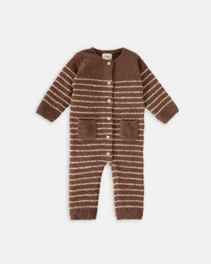 Long Sleeve Striped Jumpsuit - Fuzzy