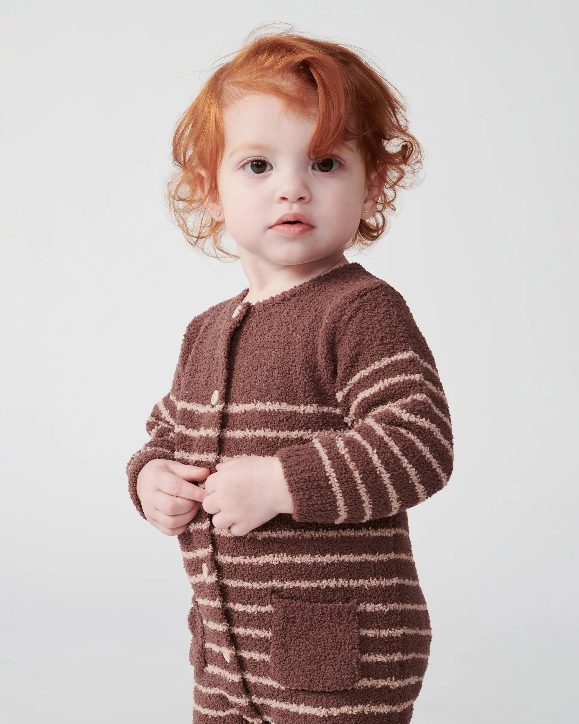 Long Sleeve Striped Jumpsuit - Fuzzy