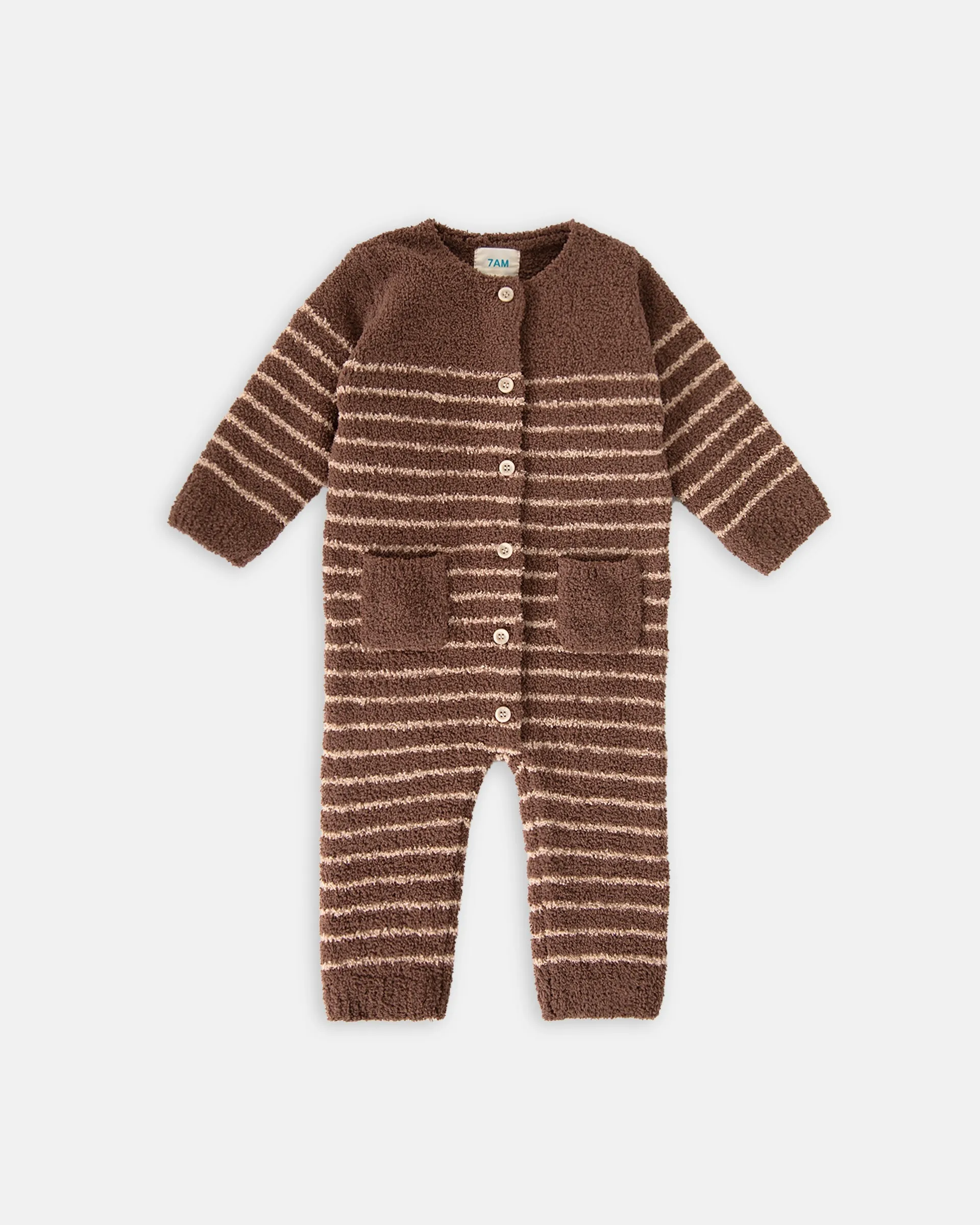 Long Sleeve Striped Jumpsuit - Fuzzy