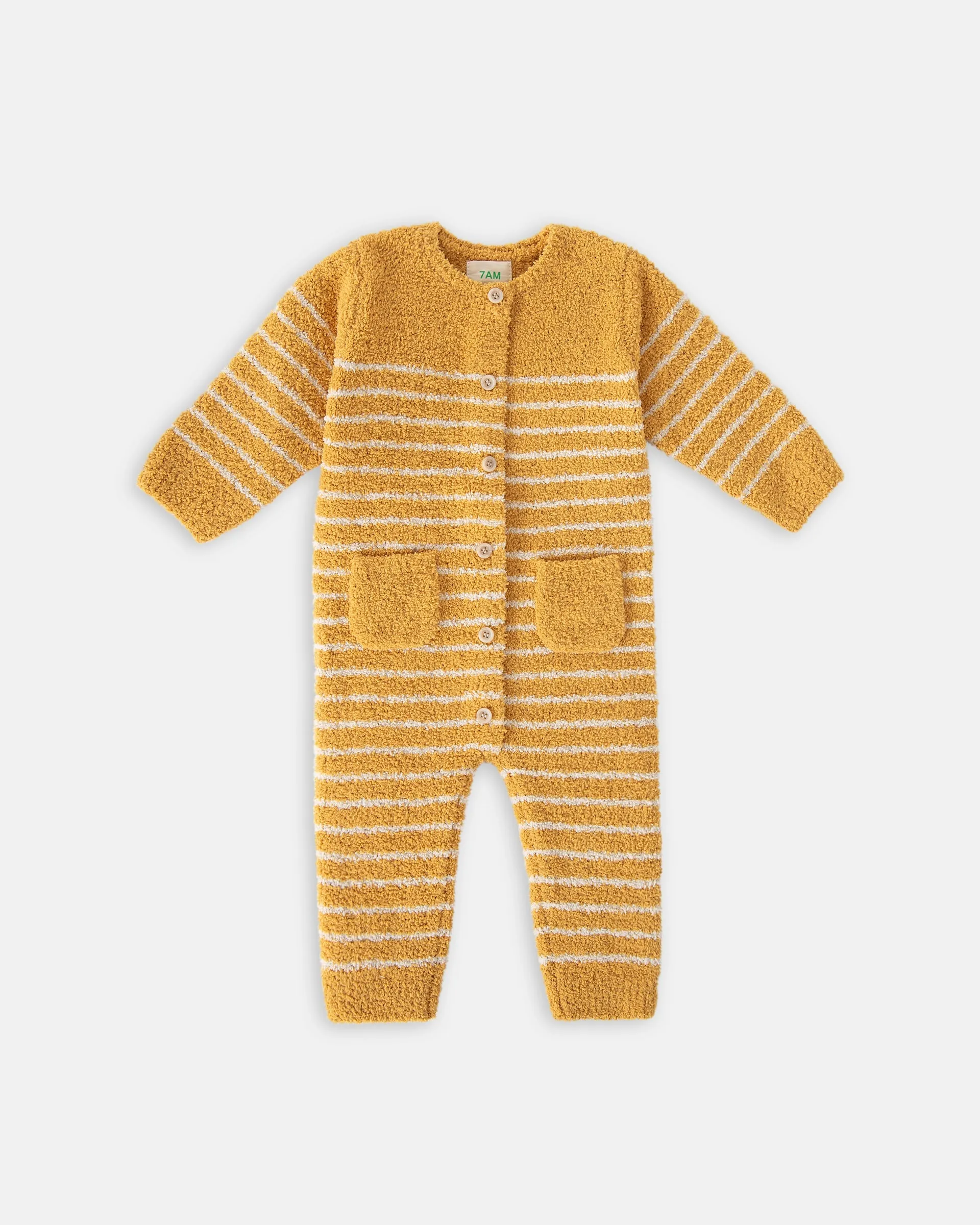 Long Sleeve Striped Jumpsuit - Fuzzy