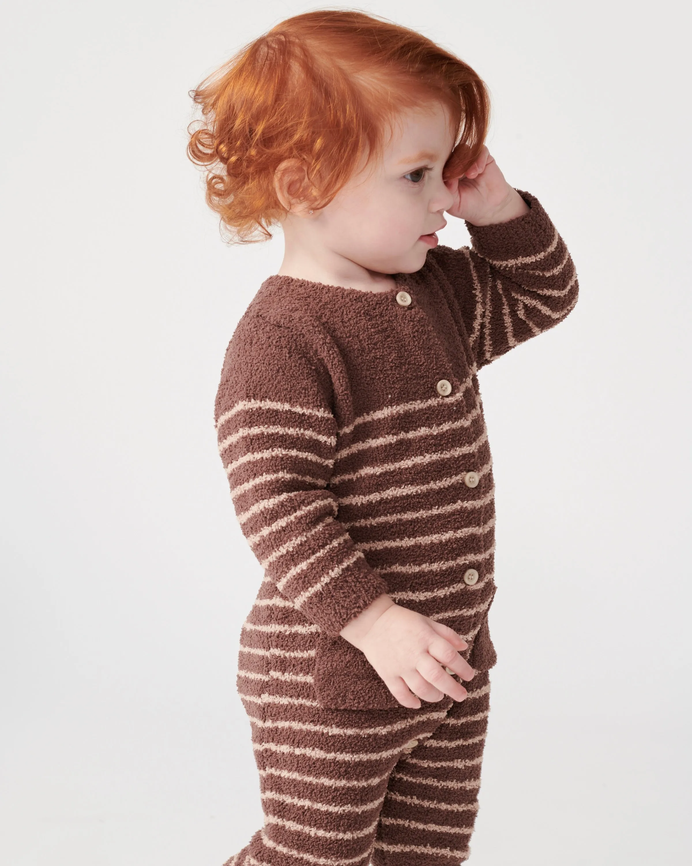 Long Sleeve Striped Jumpsuit - Fuzzy