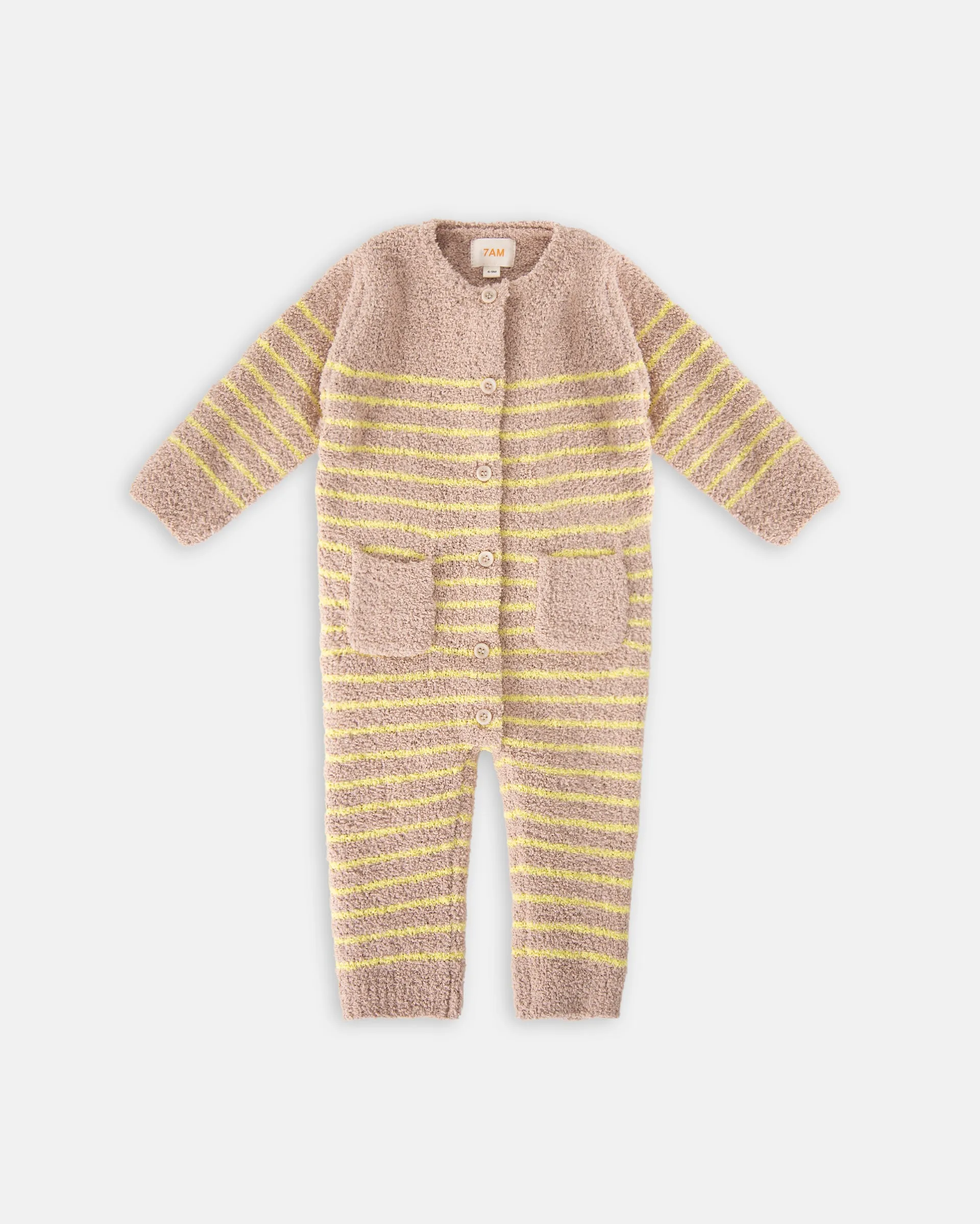 Long Sleeve Striped Jumpsuit - Fuzzy
