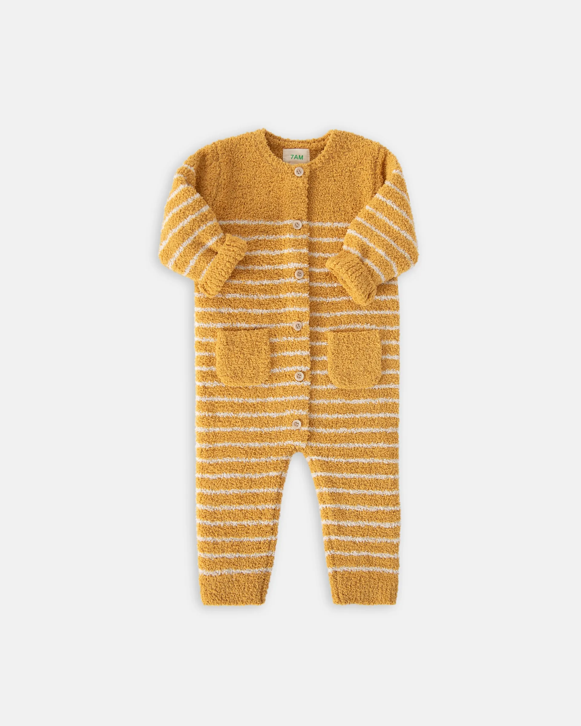 Long Sleeve Striped Jumpsuit - Fuzzy