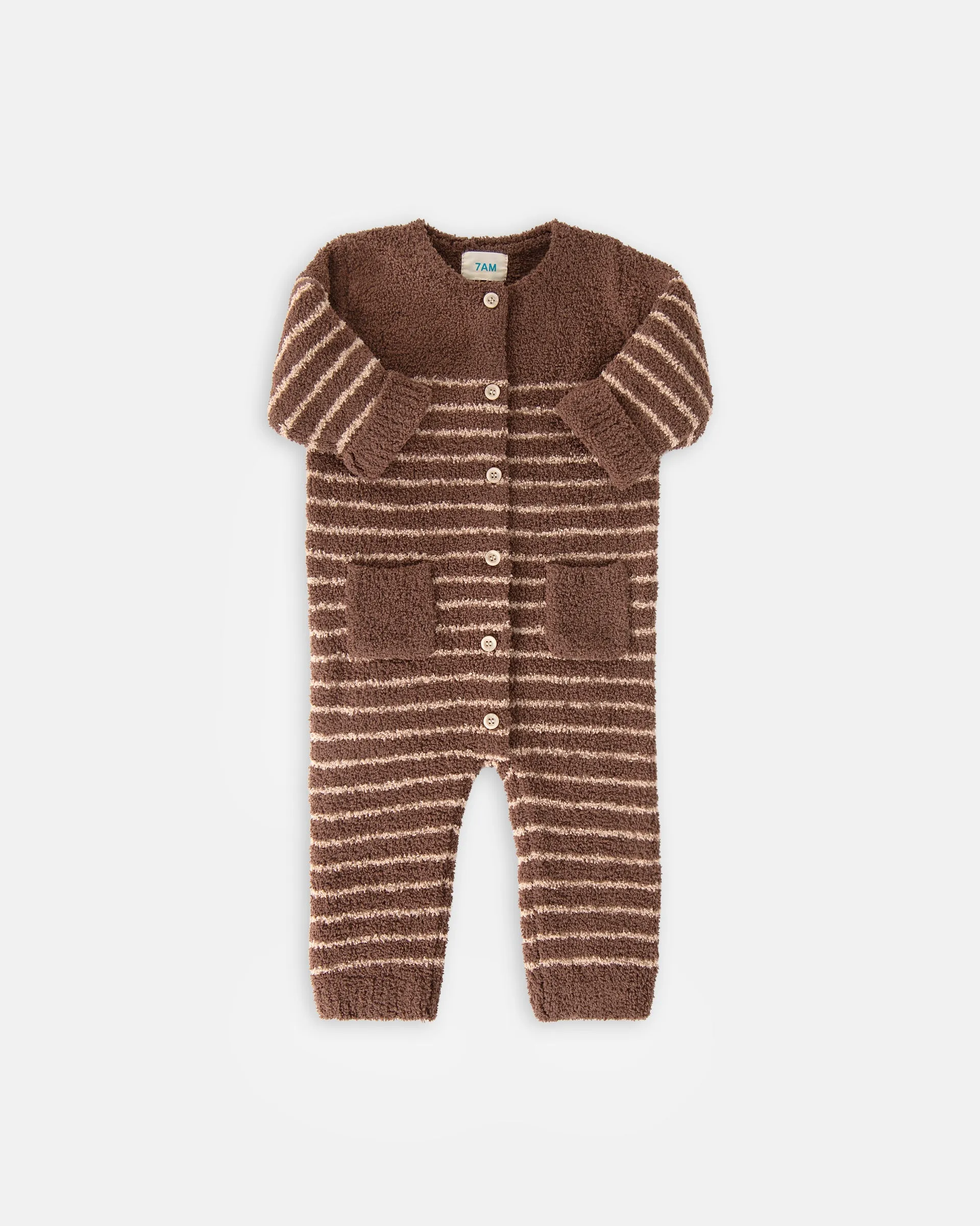 Long Sleeve Striped Jumpsuit - Fuzzy