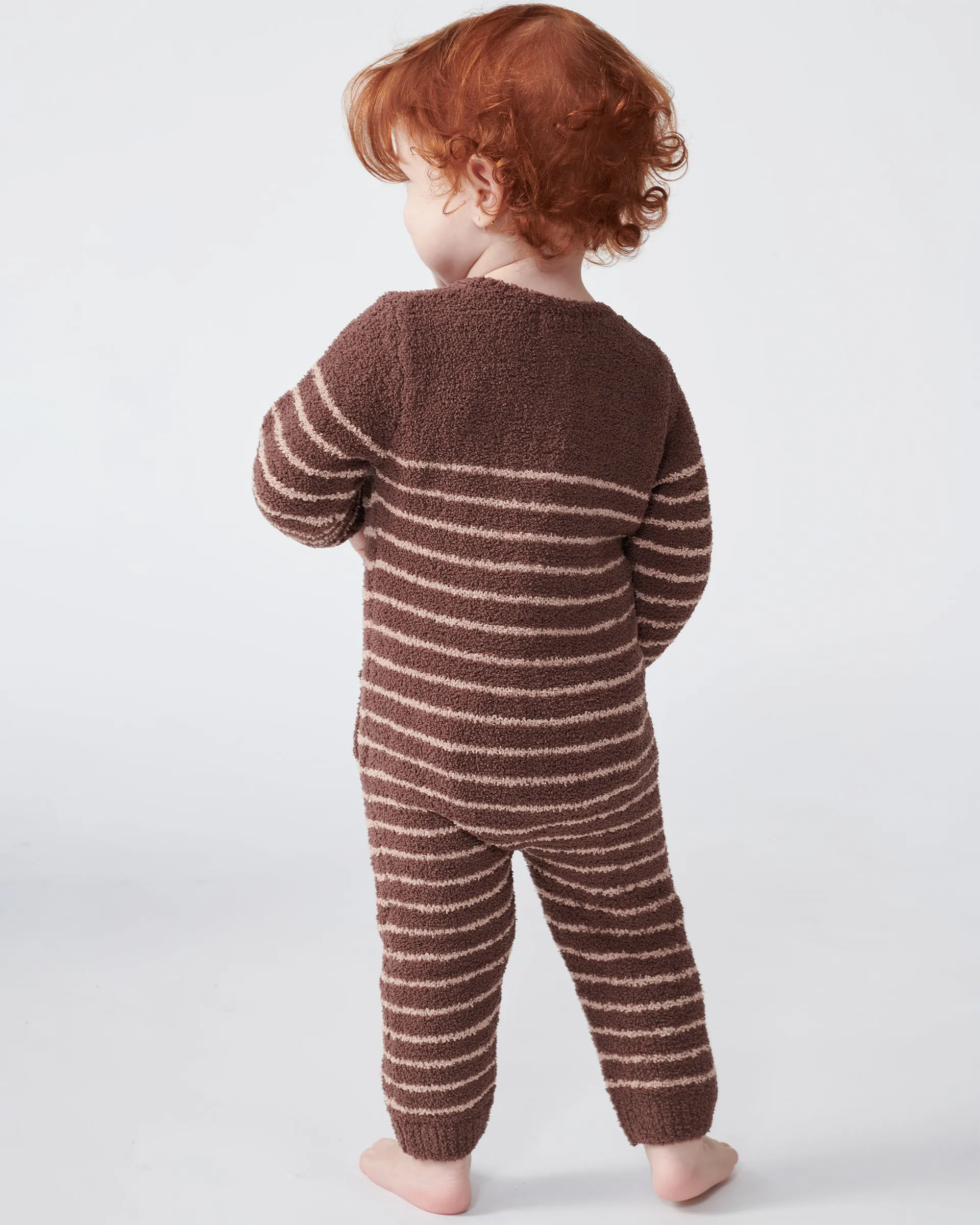 Long Sleeve Striped Jumpsuit - Fuzzy