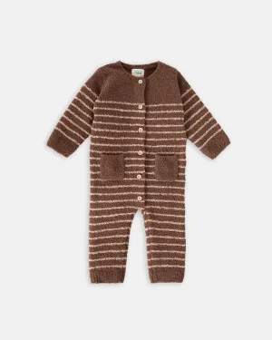Long Sleeve Striped Jumpsuit - Fuzzy