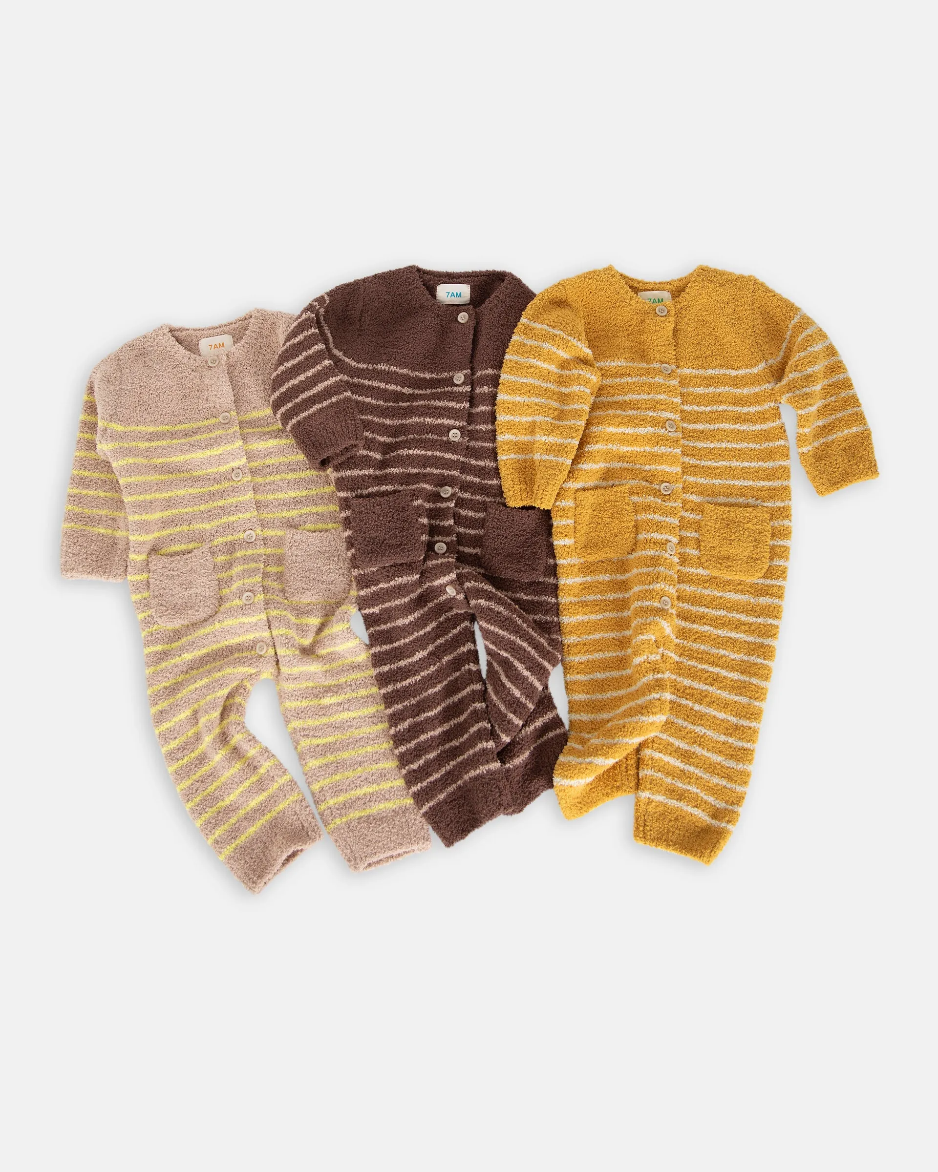 Long Sleeve Striped Jumpsuit - Fuzzy