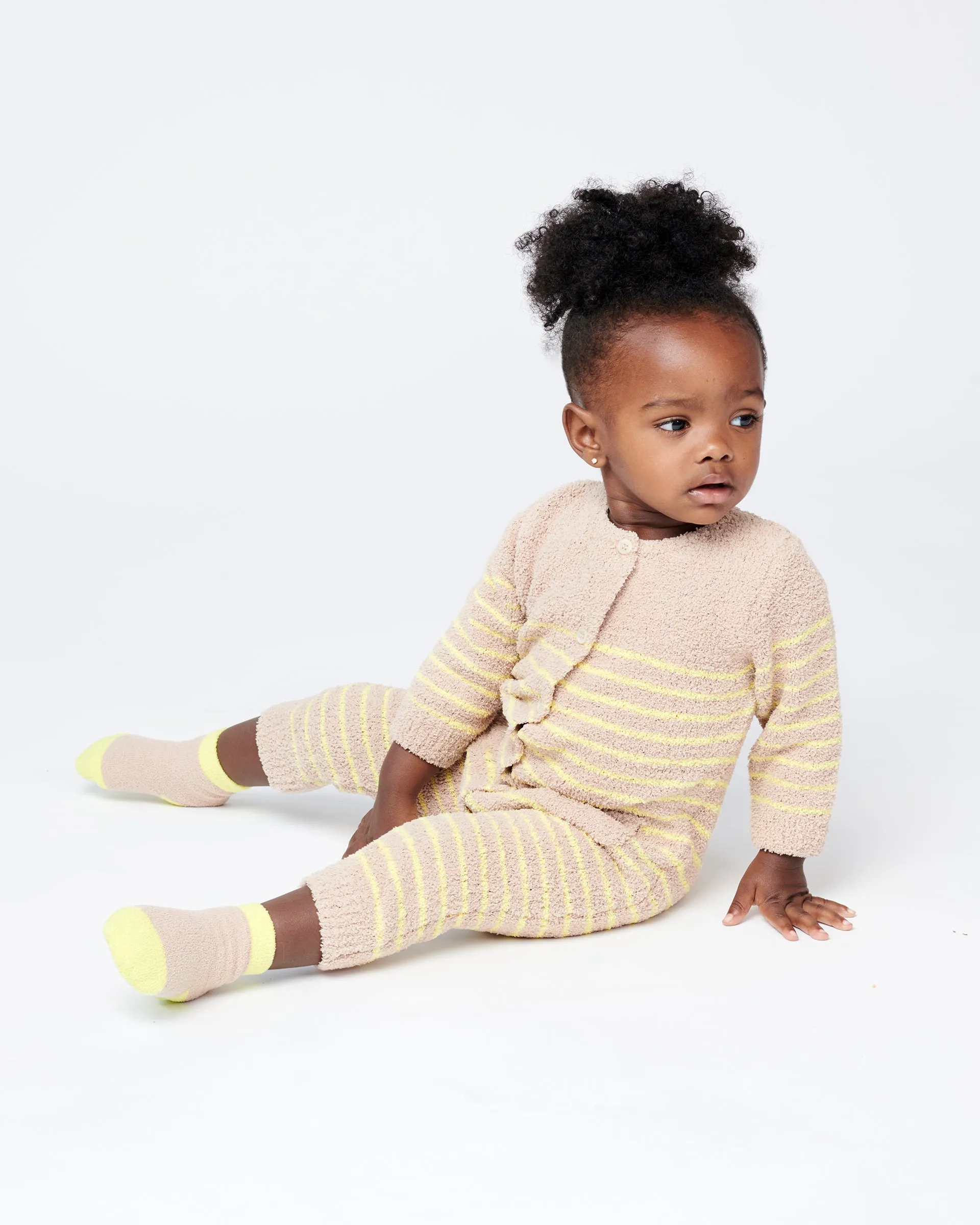 Long Sleeve Striped Jumpsuit - Fuzzy