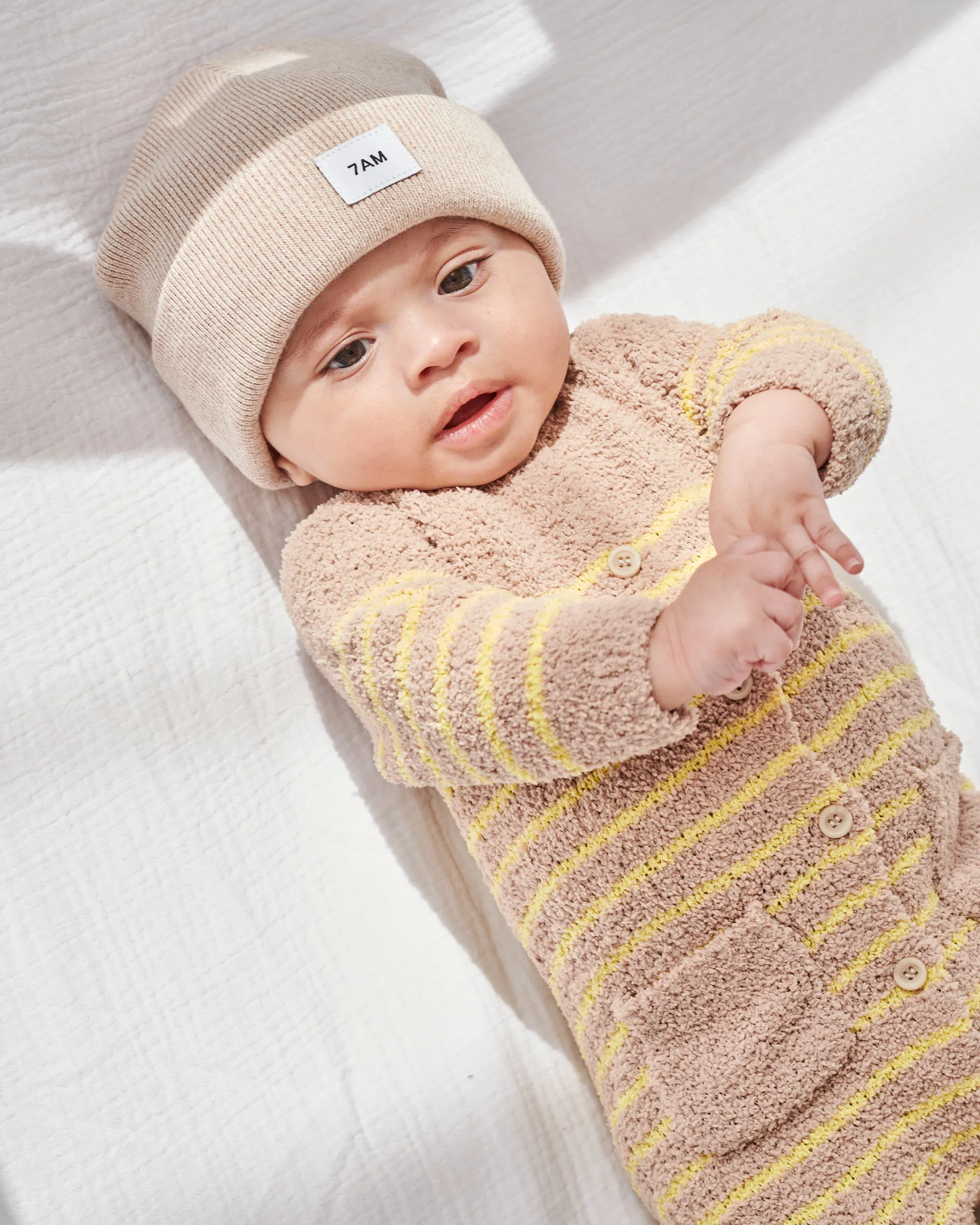 Long Sleeve Striped Jumpsuit - Fuzzy