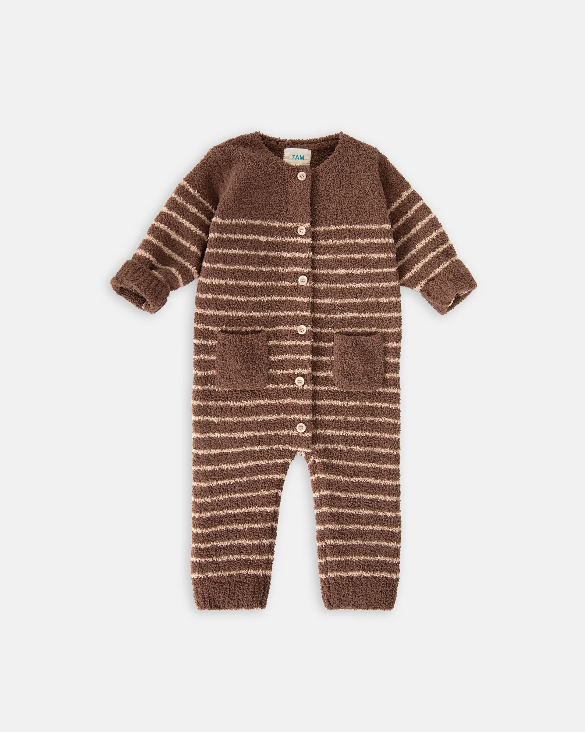 Long Sleeve Striped Jumpsuit - Fuzzy