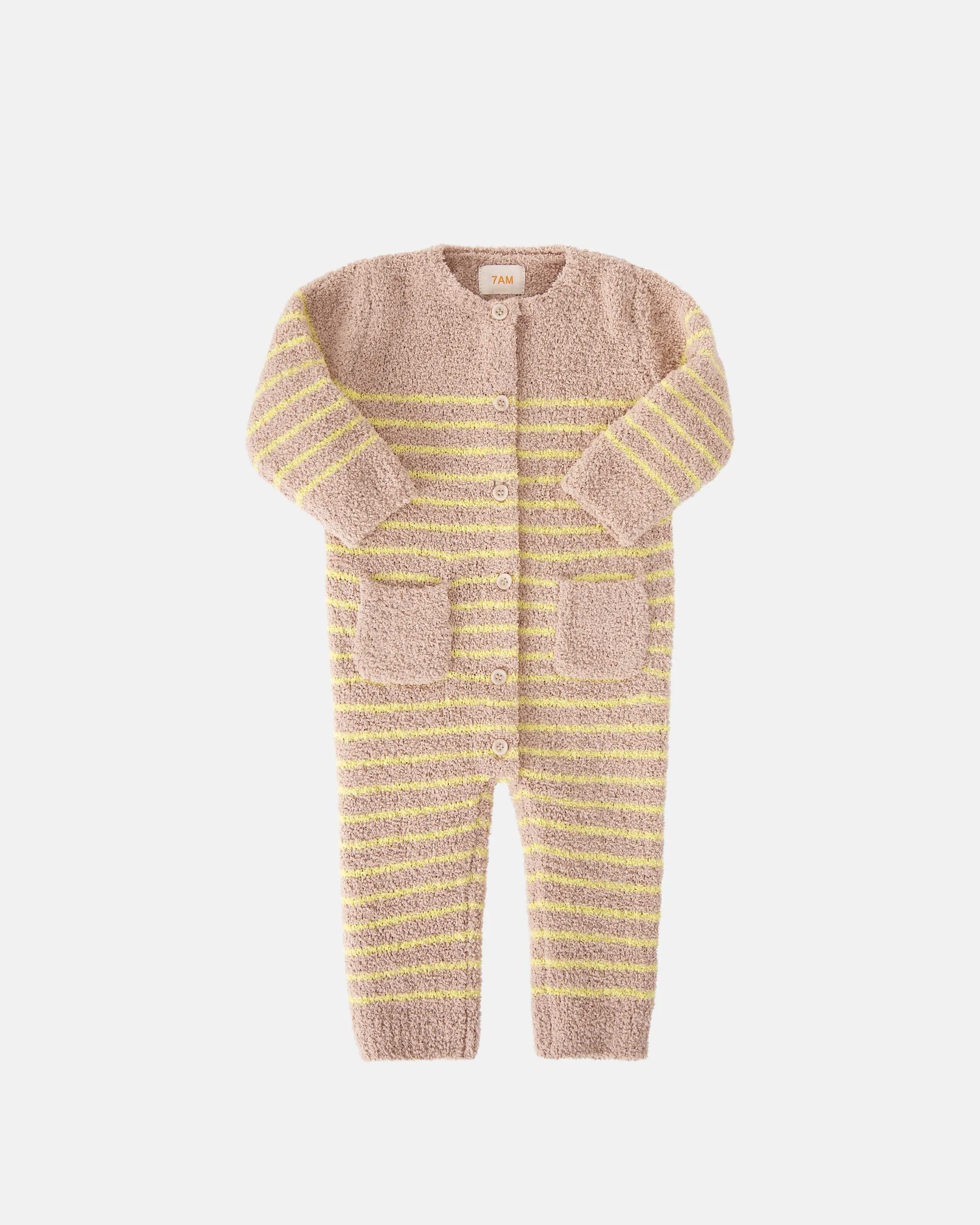 Long Sleeve Striped Jumpsuit - Fuzzy