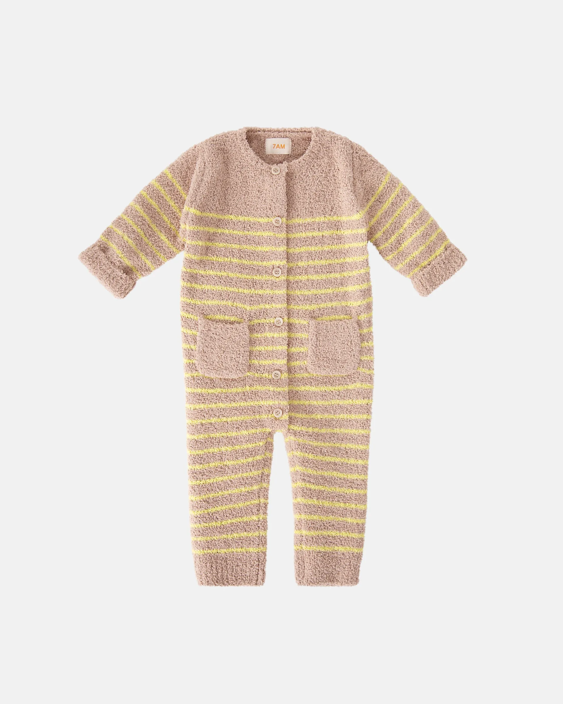 Long Sleeve Striped Jumpsuit - Fuzzy